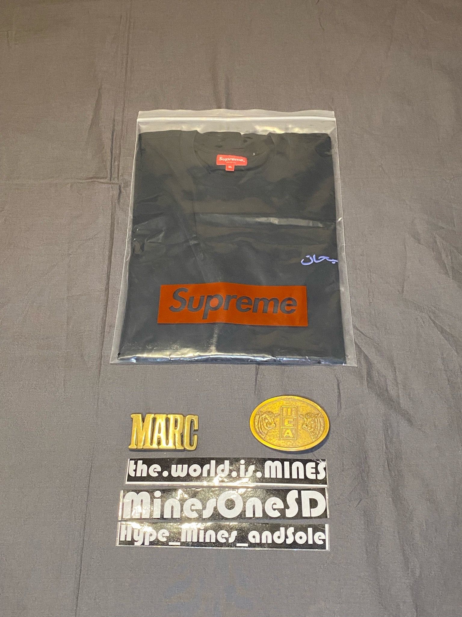 Supreme NWT Supreme Arabic Logo Washed S/S Tee - Black Size US XL / EU 56 / 4 - 3 Thumbnail