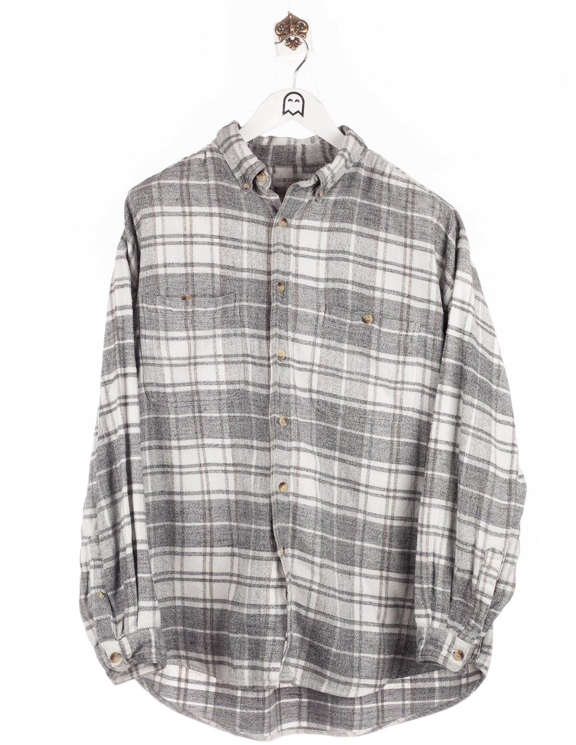 Northwoods Vintage Northwoods Flannel Shirt Abstract Look Grey/White ...