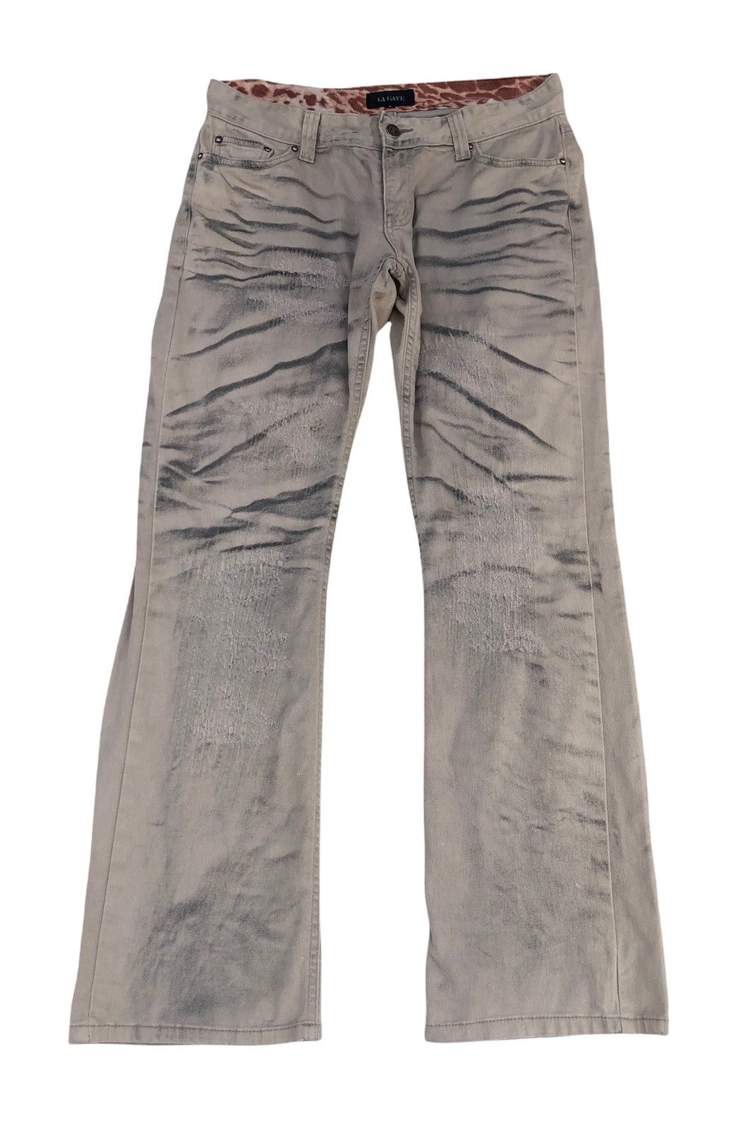 Japanese Brand × Streetwear ?Japanese La Gate Painted Flare Jeans 