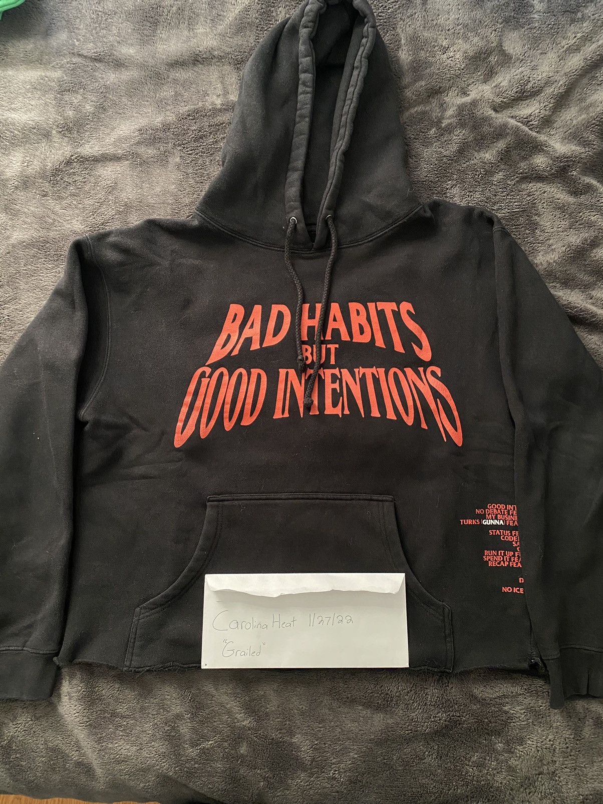 Vlone Nav x Vlone Bad Habits but Good Intentions Black Hoodie Grailed