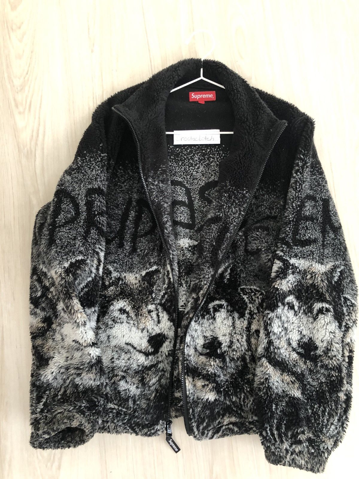 Supreme wolf fleece jacket black online