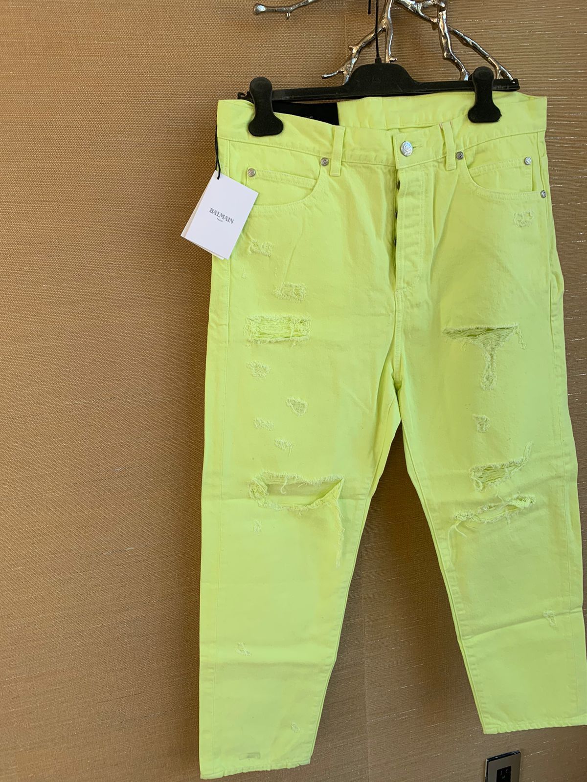 Balmain Distressed Straight Denim in Yellow Size US 32 / EU 48 - 5 Thumbnail