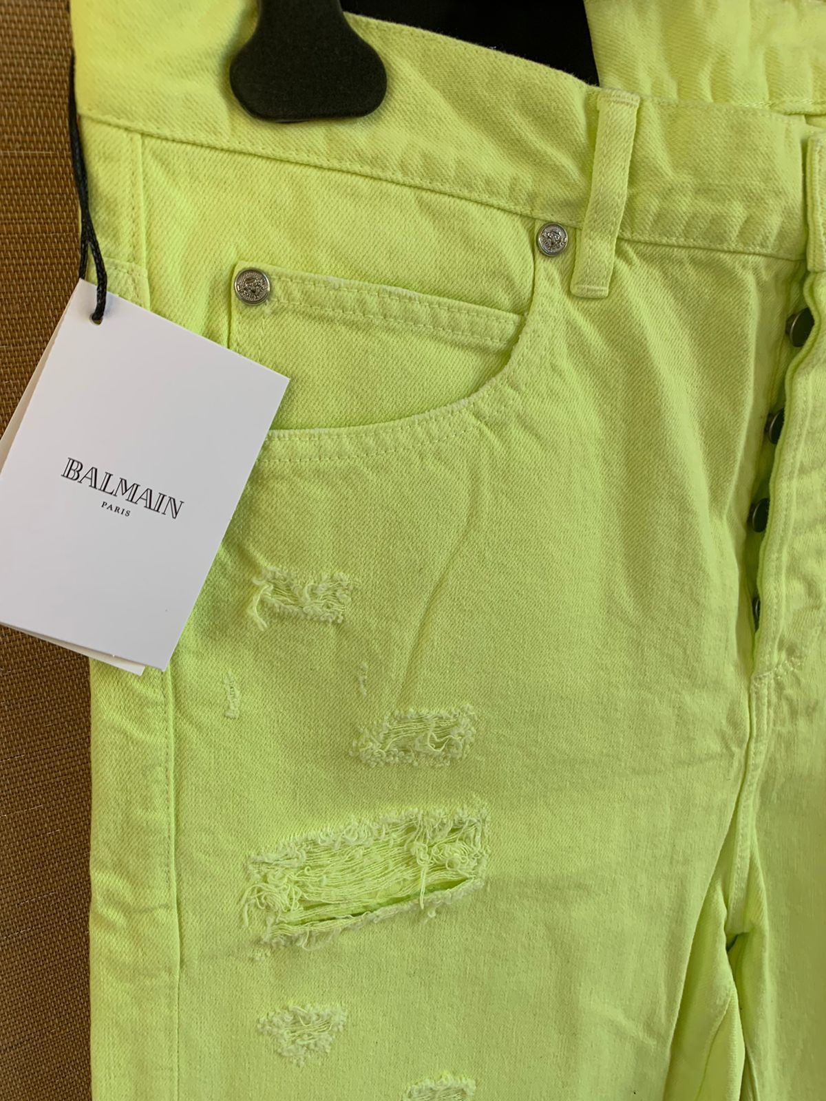 Balmain Distressed Straight Denim in Yellow Size US 32 / EU 48 - 6 Thumbnail