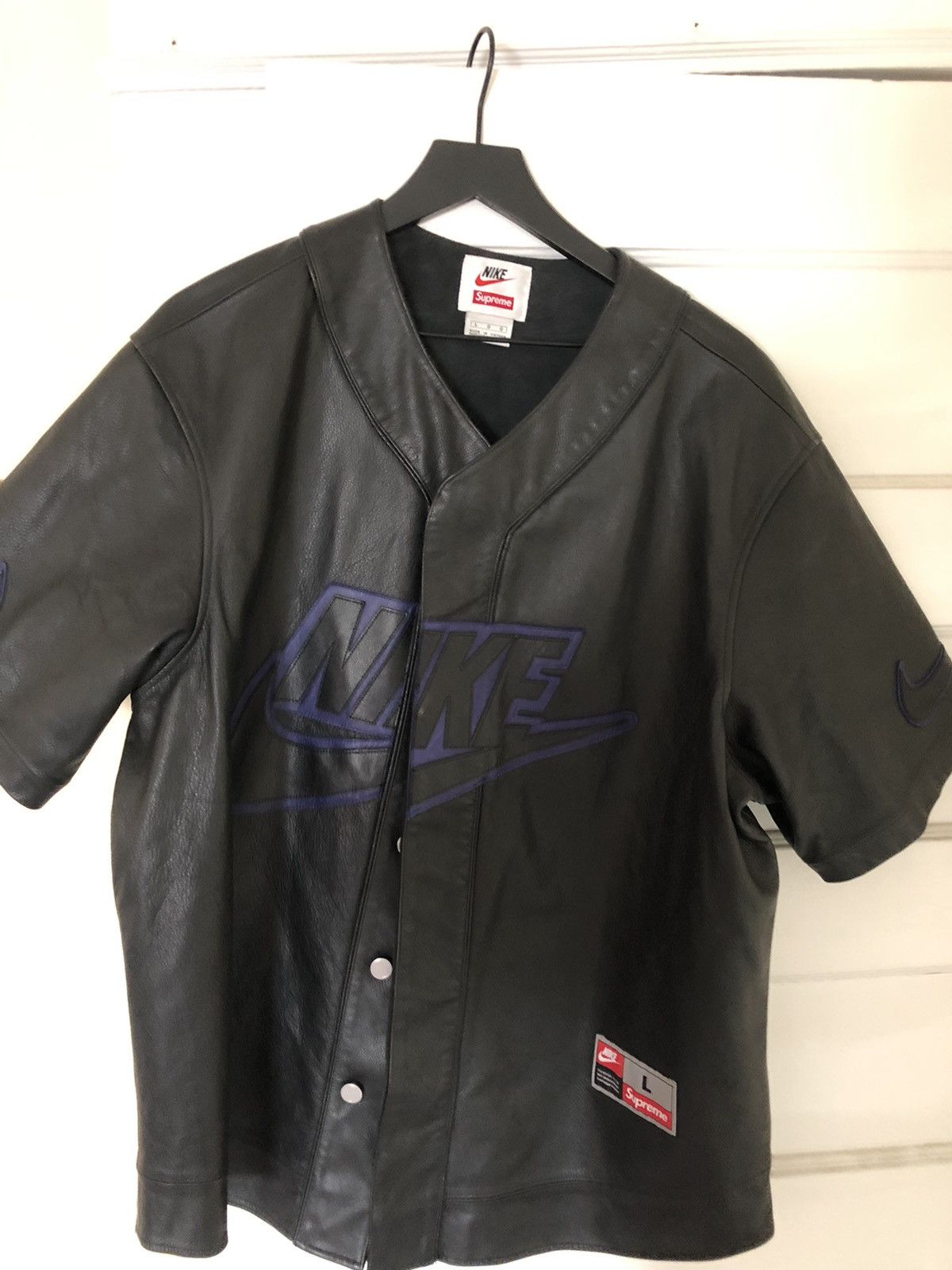 Nike × Supreme Nike Supreme Leather Baseball Jersey | Grailed