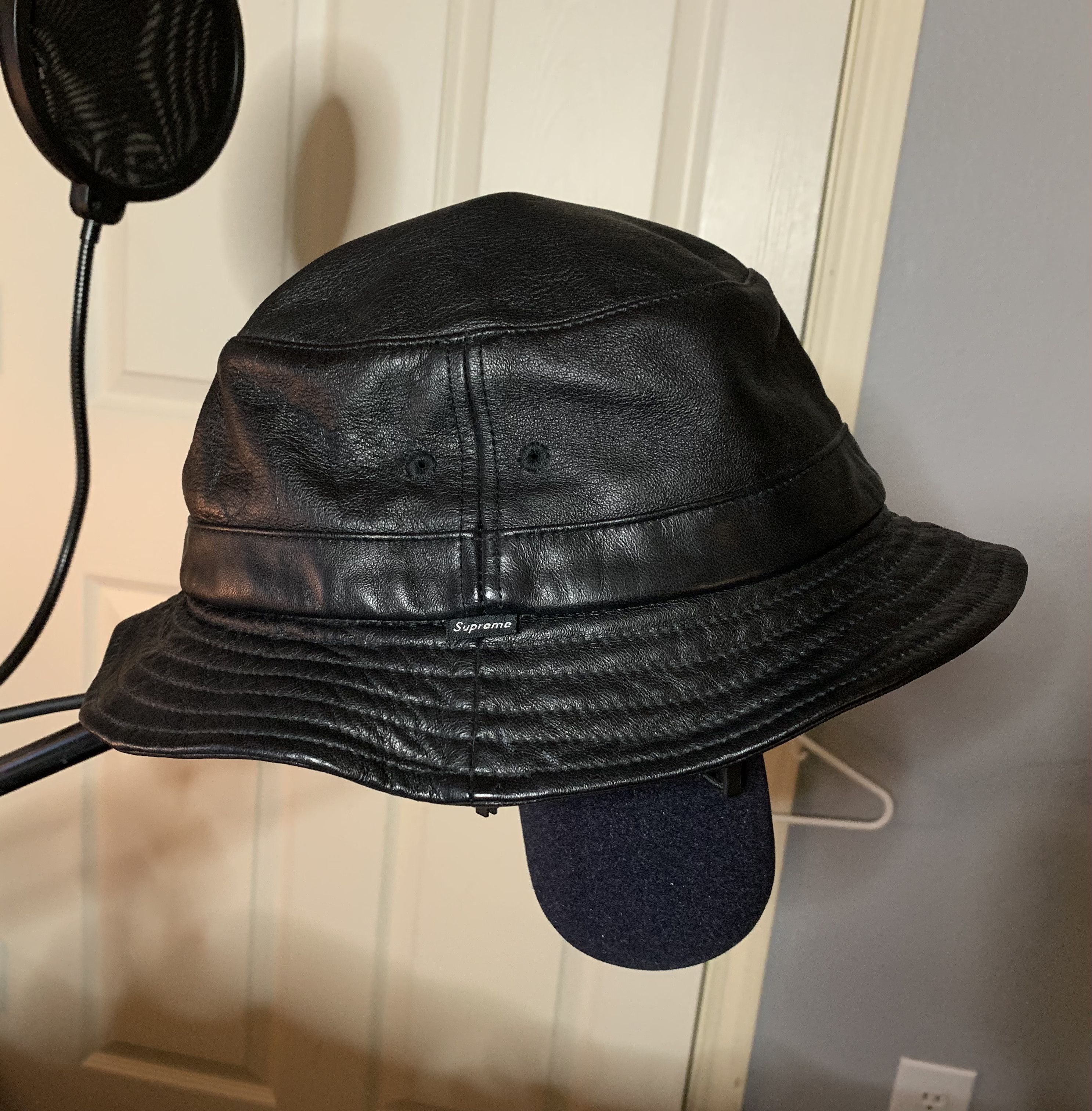 Supreme Black Leather Crusher M/L Bucket Hat FW13 | Grailed