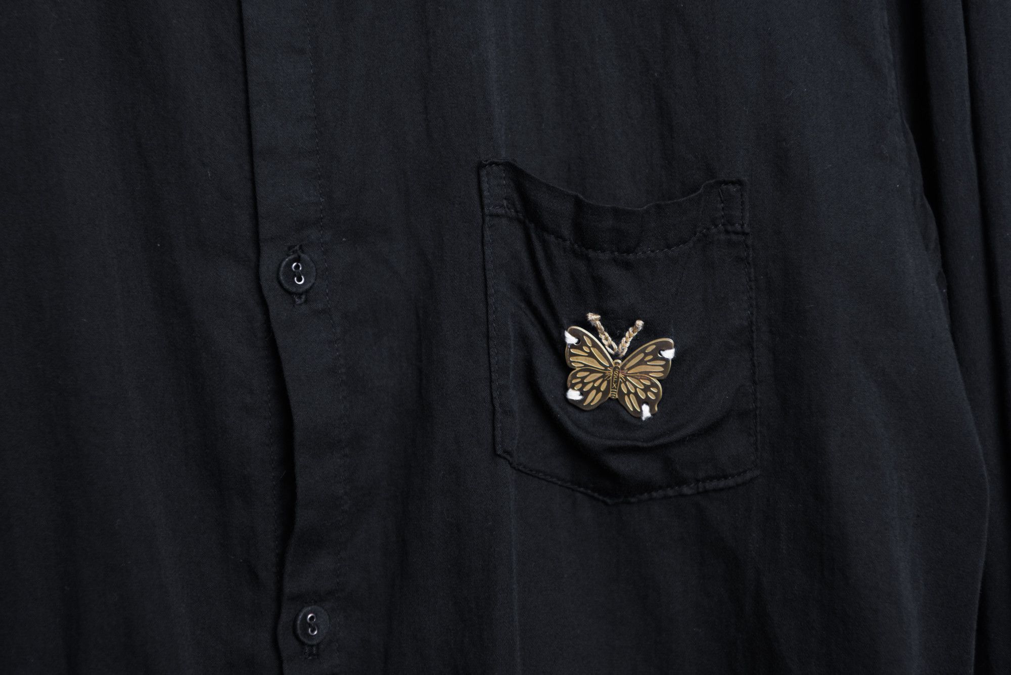 Sasquatchfabrix Black Buttonup with butterfly Size US S / EU 44-46 / 1 - 2 Thumbnail