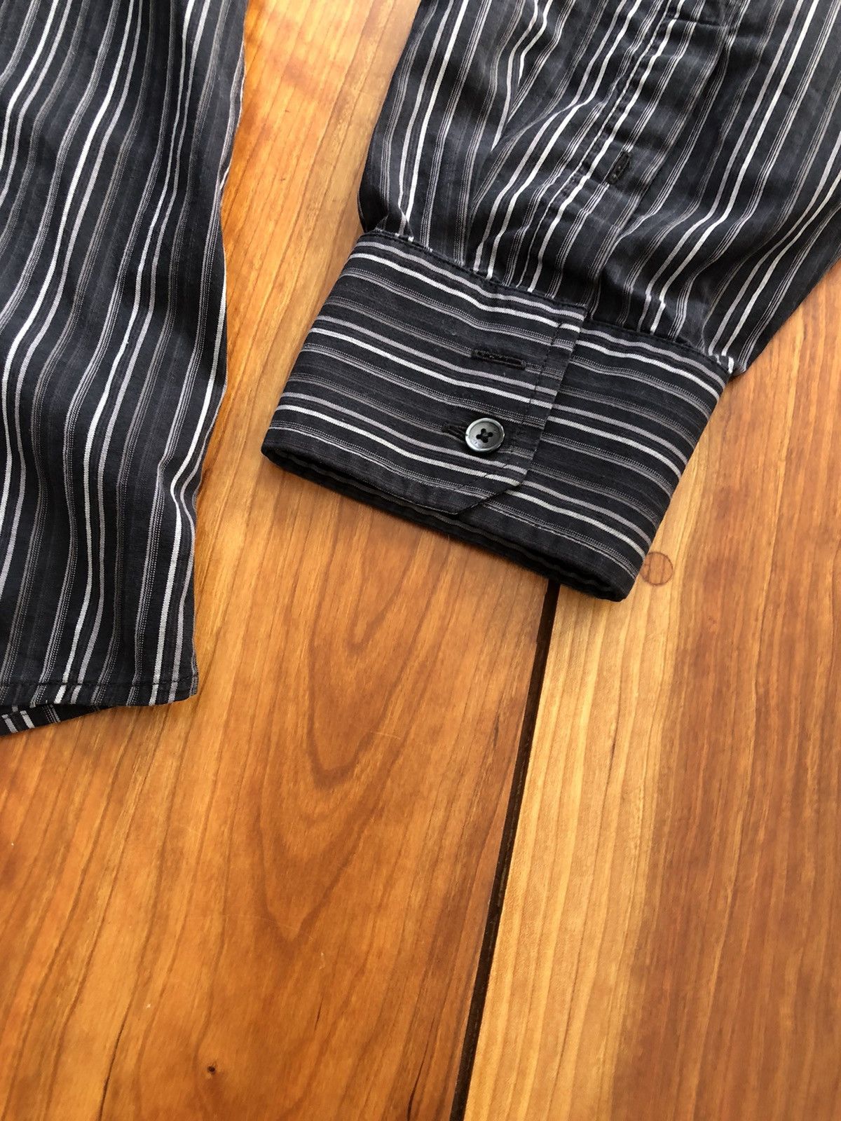 Calvin Klein Calvin Klein Black Striped Shirt Size US XL / EU 56 / 4 - 2 Preview