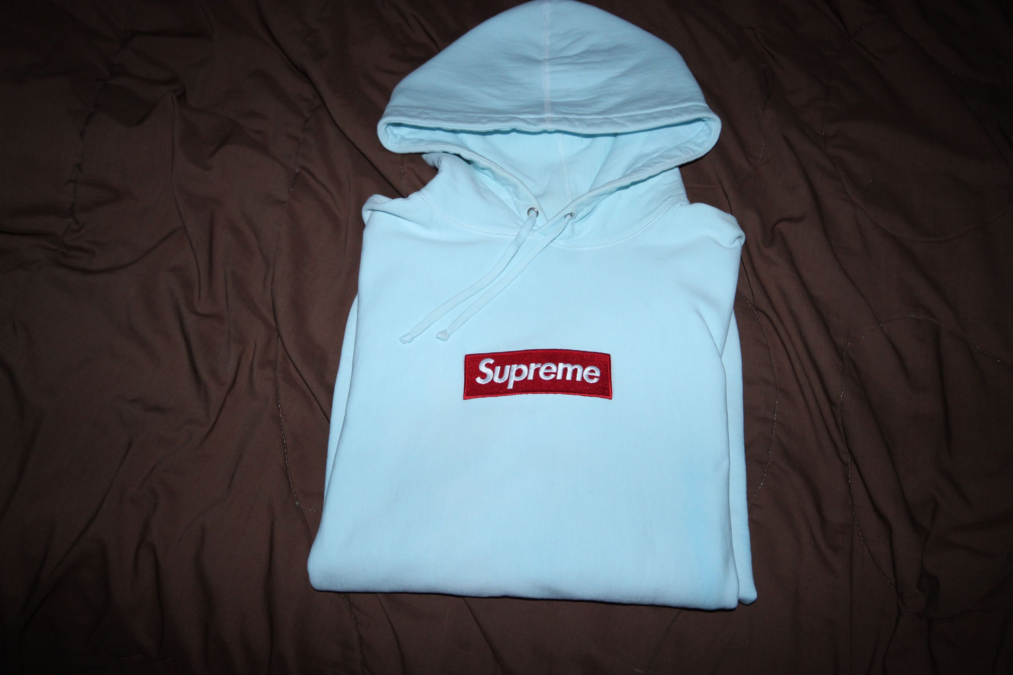 Supreme Box logo hoodie , Light Blue | Grailed