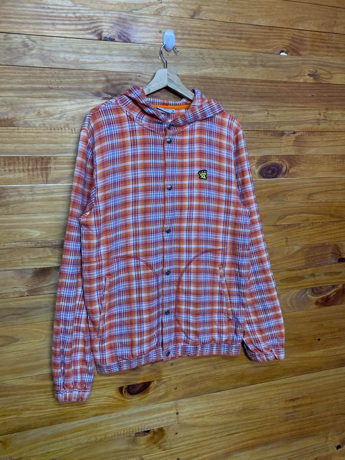 Xlarge Vintage X-LARGE Orange Plaid Flannel Hoodie Size US M / EU 48-50 / 2 - 3 Thumbnail