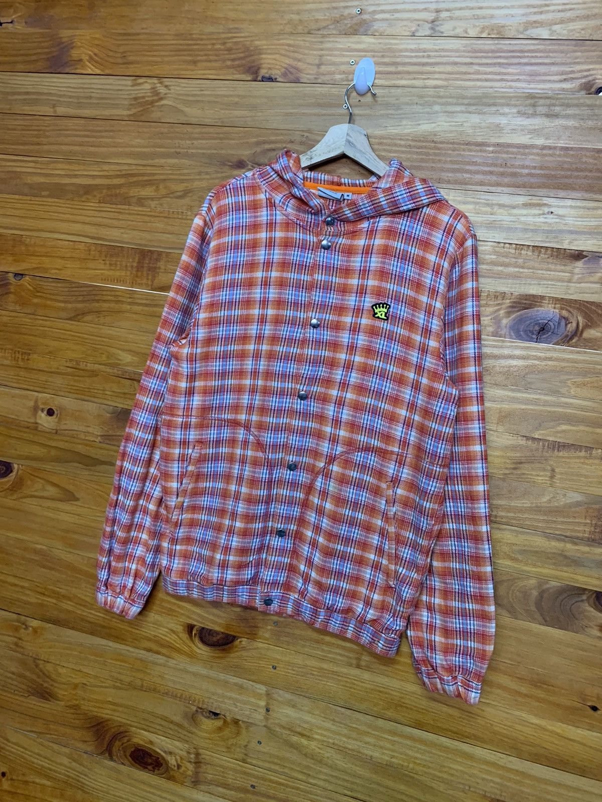 Xlarge Vintage X-LARGE Orange Plaid Flannel Hoodie Size US M / EU 48-50 / 2 - 2 Thumbnail