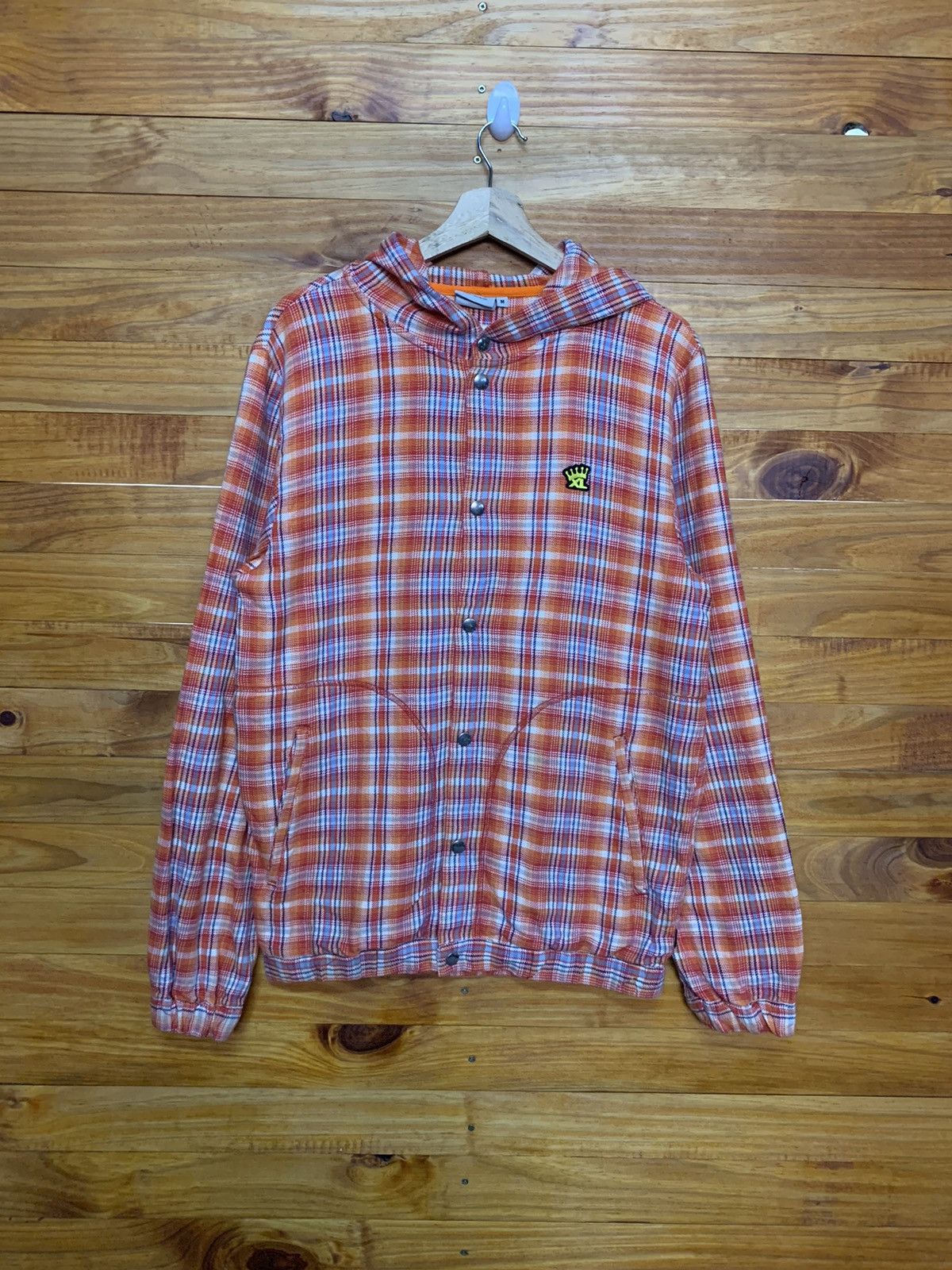 Xlarge Vintage X-LARGE Orange Plaid Flannel Hoodie Size US M / EU 48-50 / 2 - 1 Thumbnail