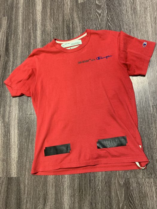 Off white x champion best sale red tee