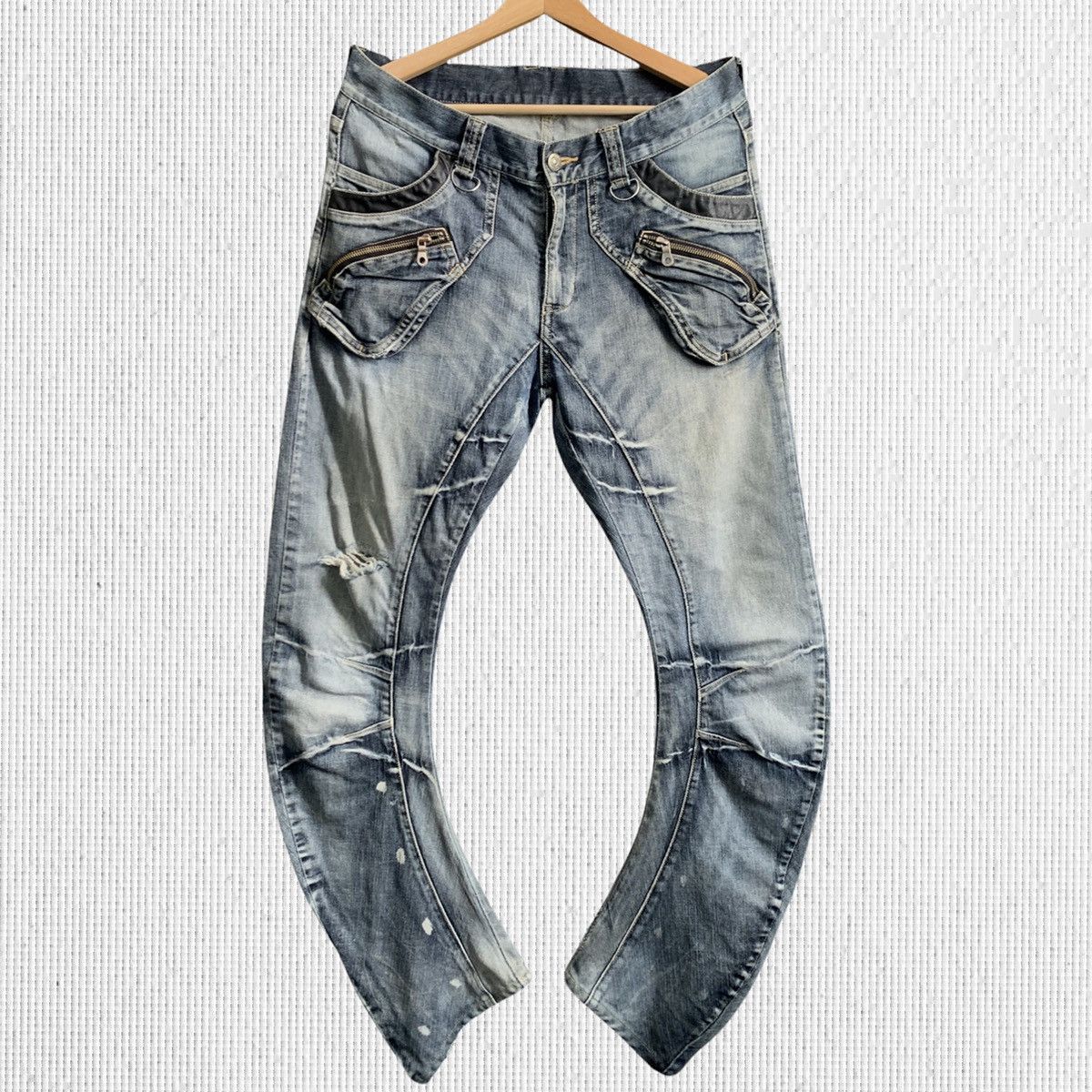 PPFM Vtg PPFM Distressed Denim Jeans Size US 33 - 1 Thumbnail