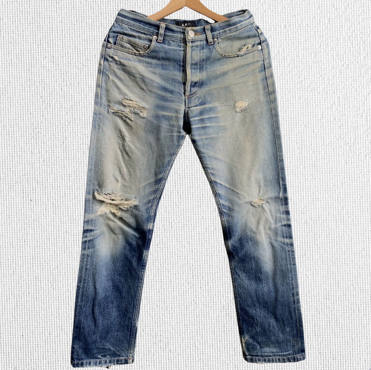 A.P.C. Vtg A.P.C Selvedge Distressed Denim Jeans Size US 27 - 1 Thumbnail