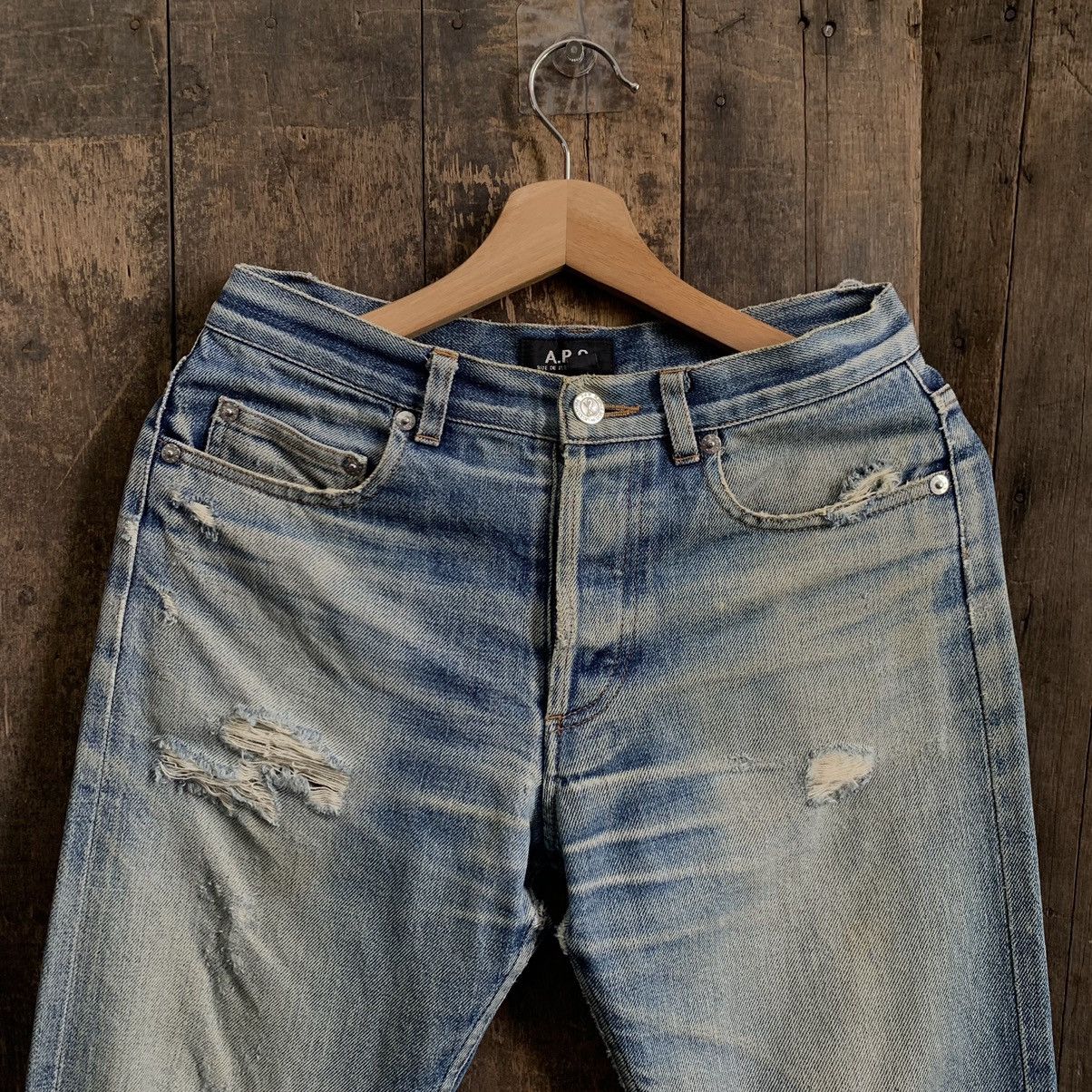 A.P.C. Vtg A.P.C Selvedge Distressed Denim Jeans Size US 27 - 3 Thumbnail