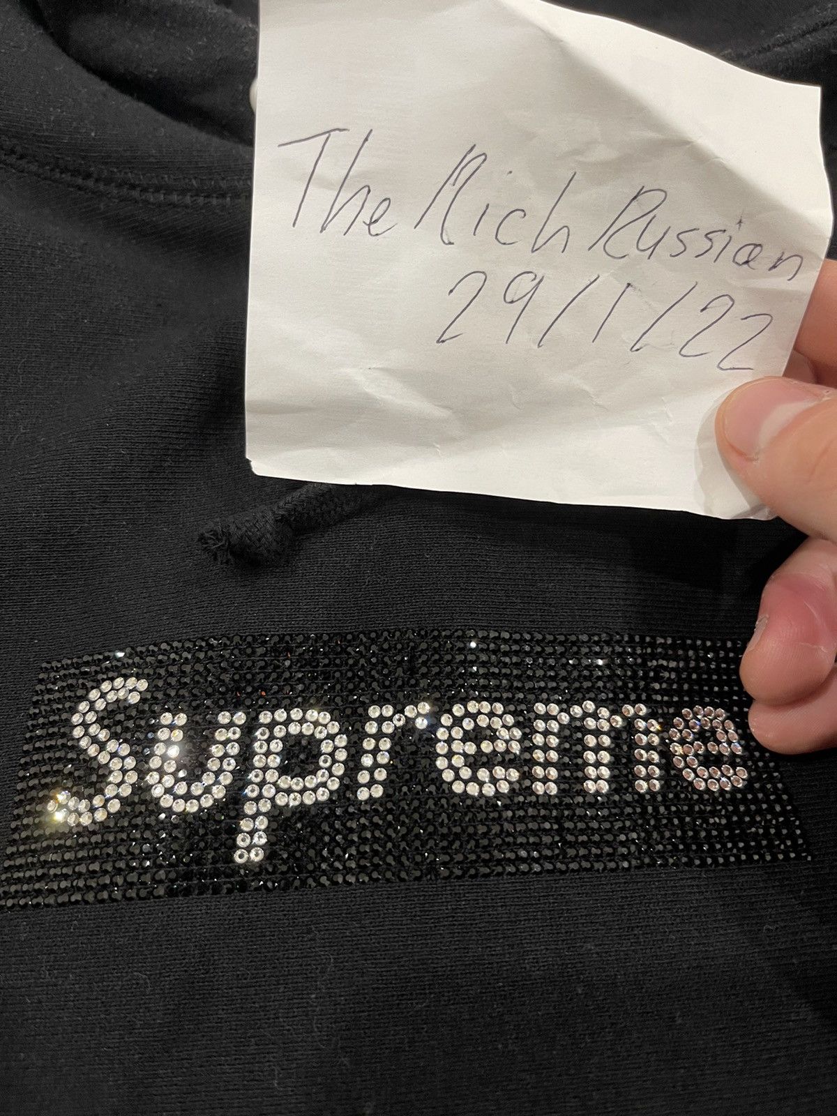 Supreme × Swarovski Supreme Swarovski Box Logo Hoodie | Grailed