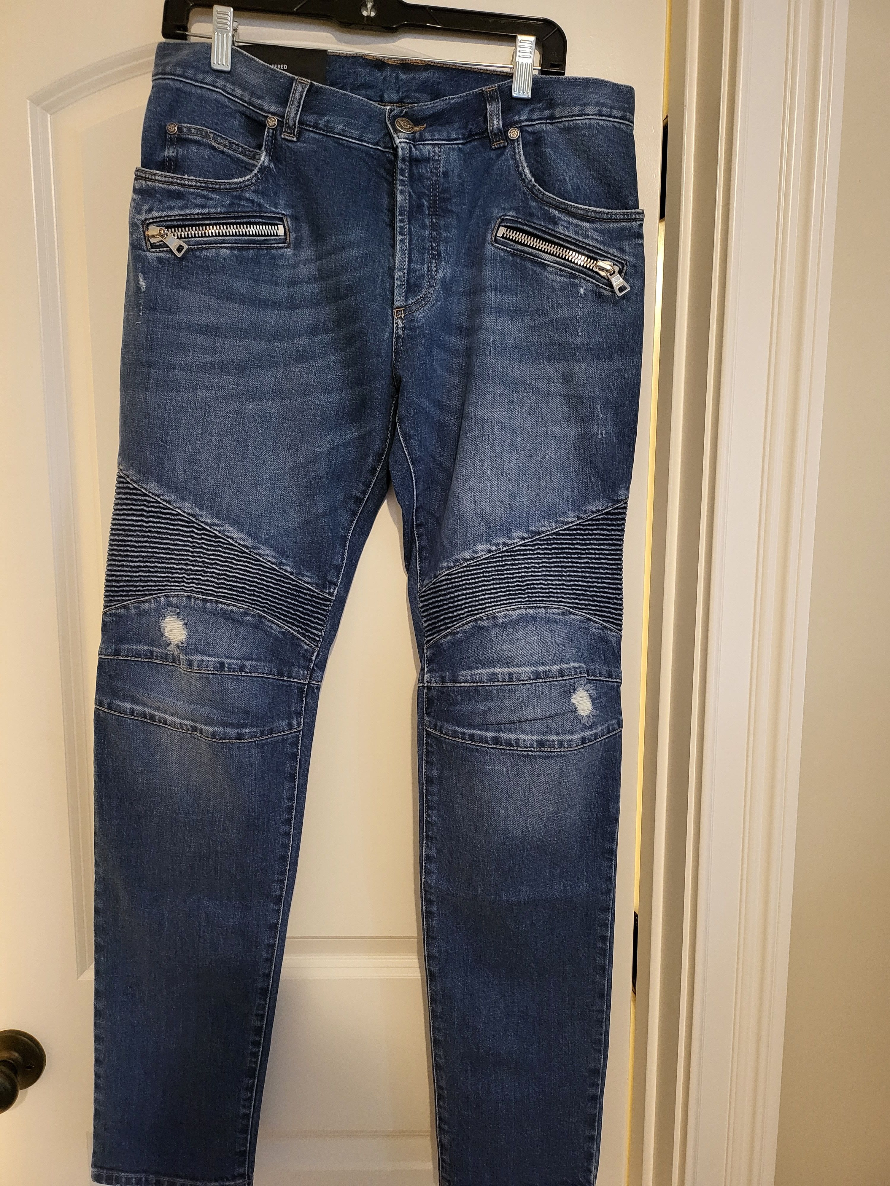 Balmain Balmain paris biker moto jeans ripped crash denim | Grailed