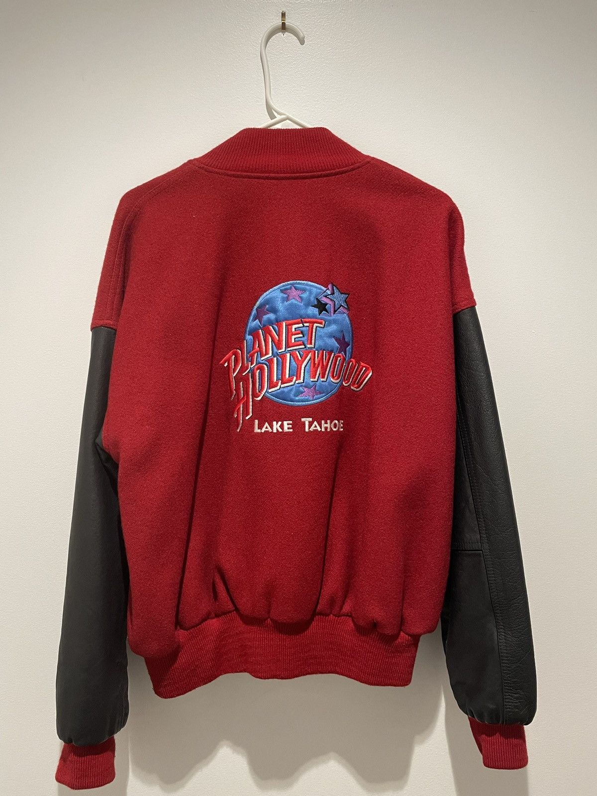 Planet Hollywood × Vintage Vintage 90s leather Varsity Jacket Size US M / EU 48-50 / 2 - 3 Thumbnail