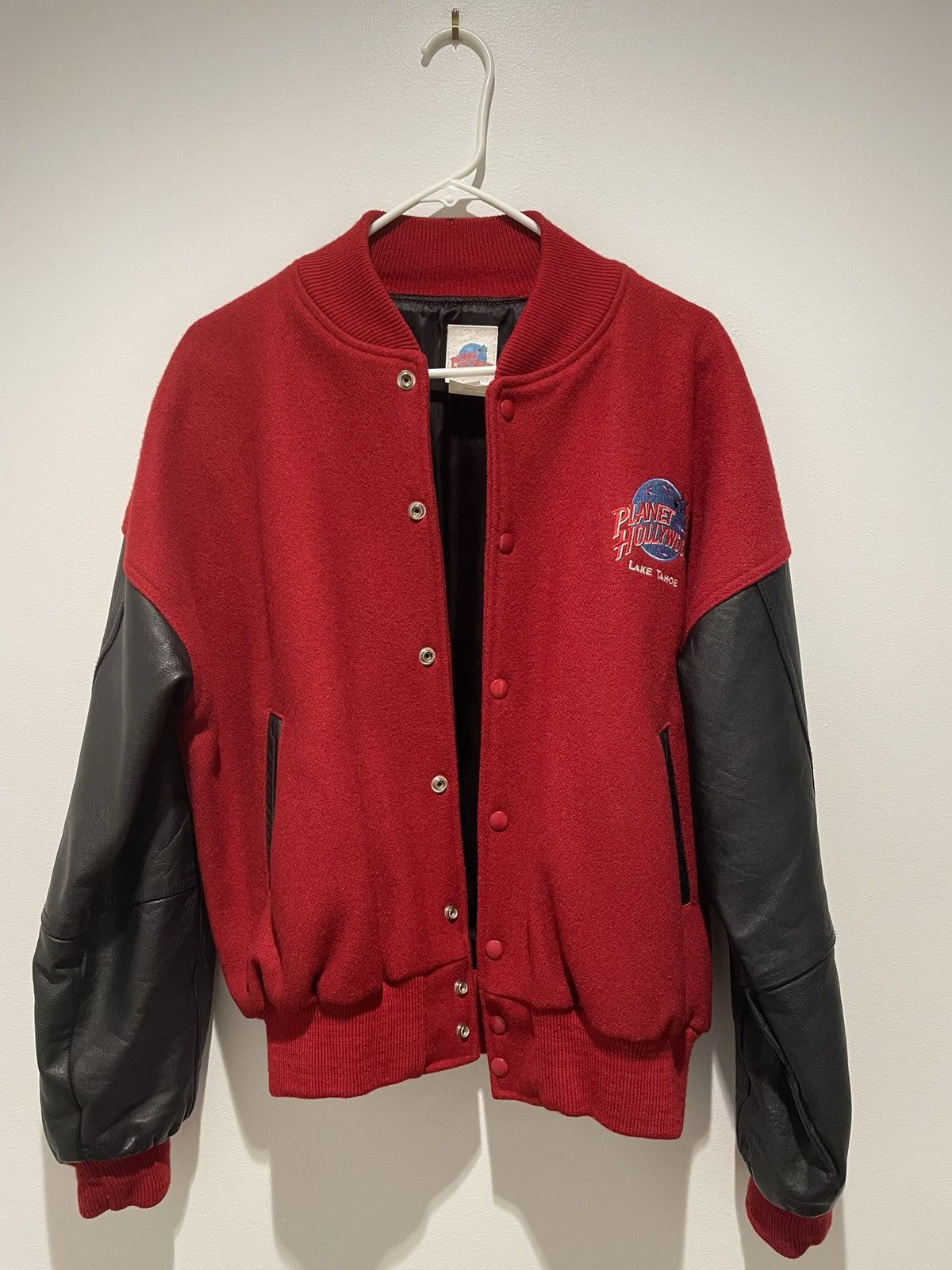 Planet Hollywood × Vintage Vintage 90s leather Varsity Jacket Size US M / EU 48-50 / 2 - 2 Thumbnail