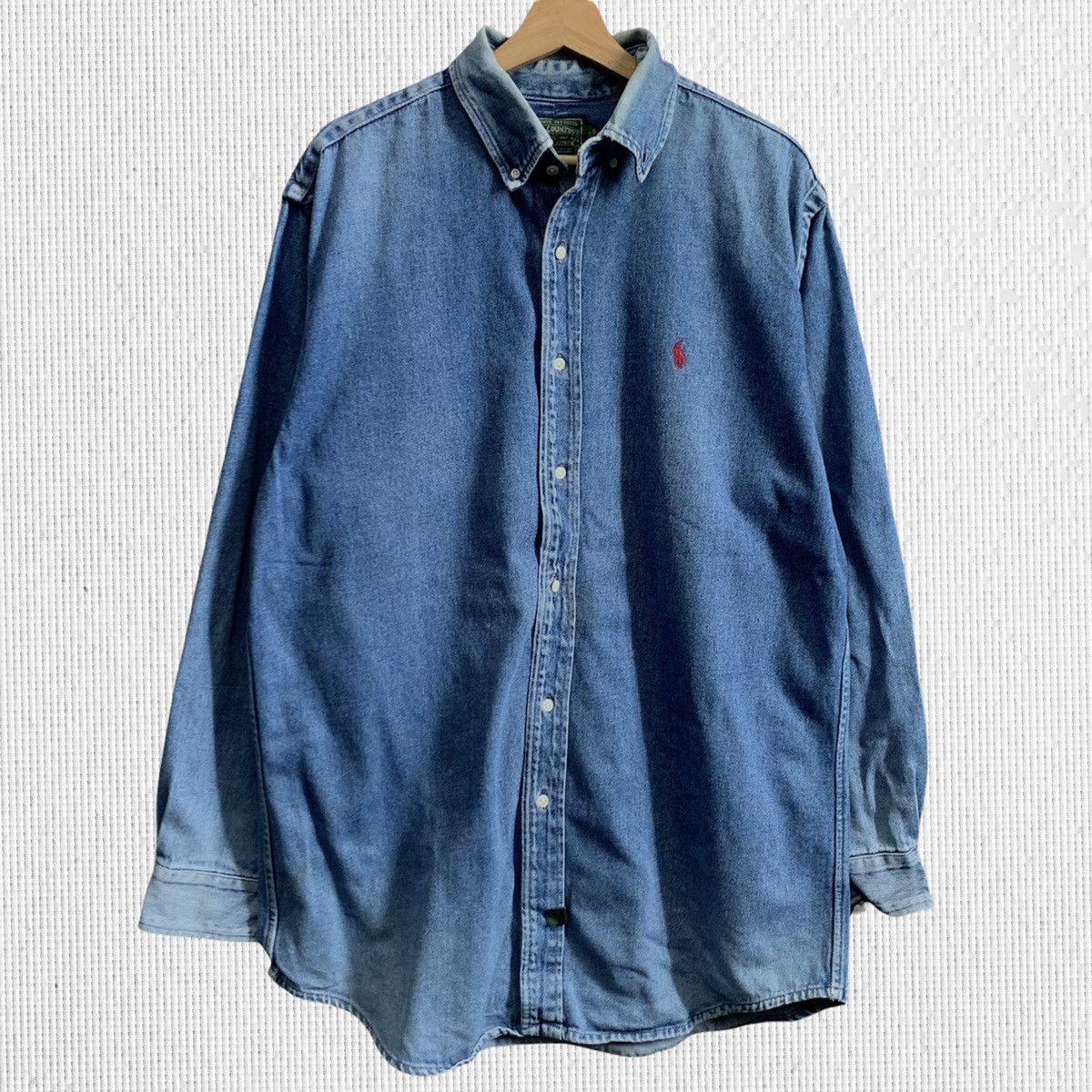 Polo Ralph Lauren × Vintage Vtg Polo Country Ralph Lauren Button Up Denim Shirt Size US L / EU 52-54 / 3 - 1 Thumbnail