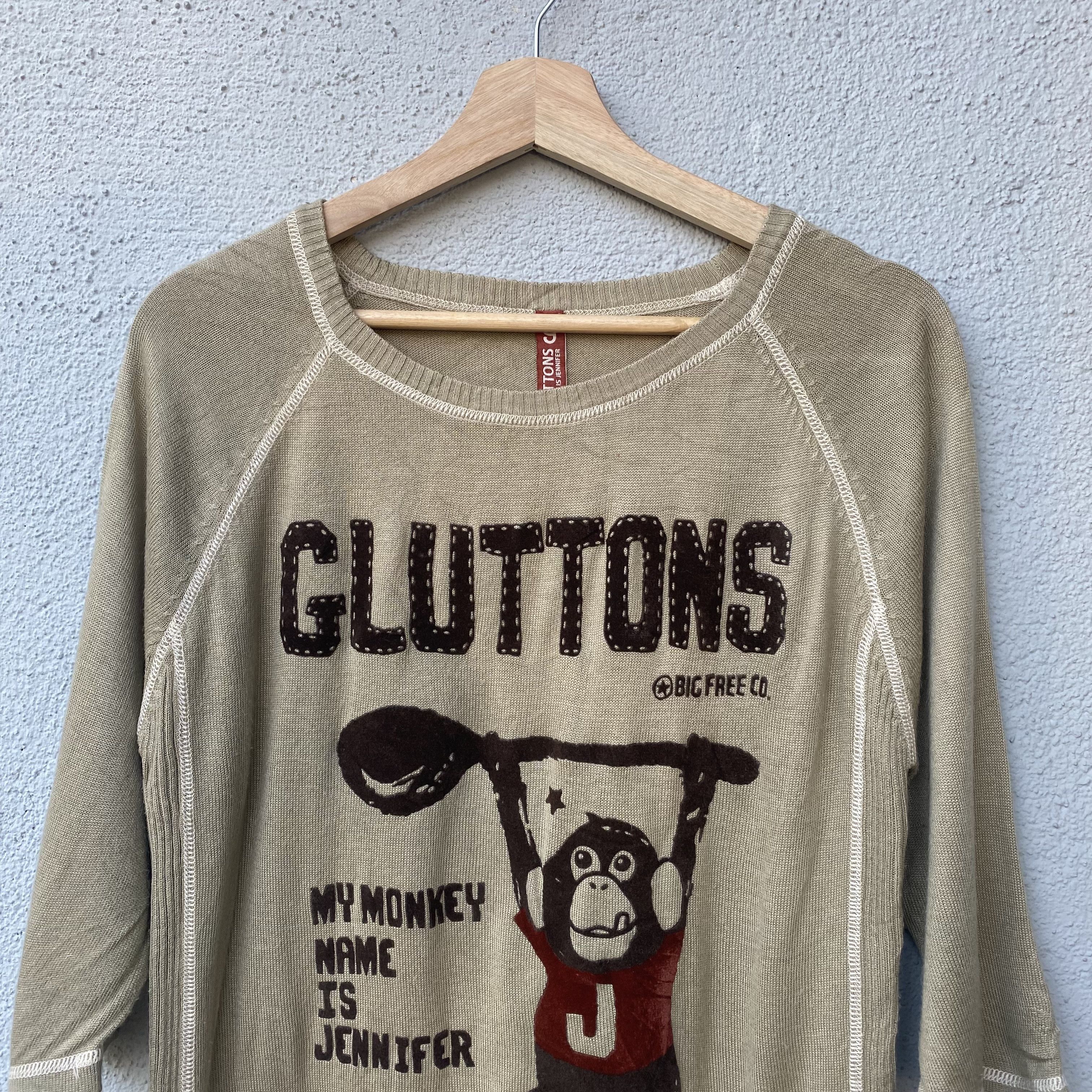 Cartoon Network × Designer × Japanese Brand Vintage Gluttons Knitwear Monkey Motive Size US S / EU 44-46 / 1 - 2 Thumbnail