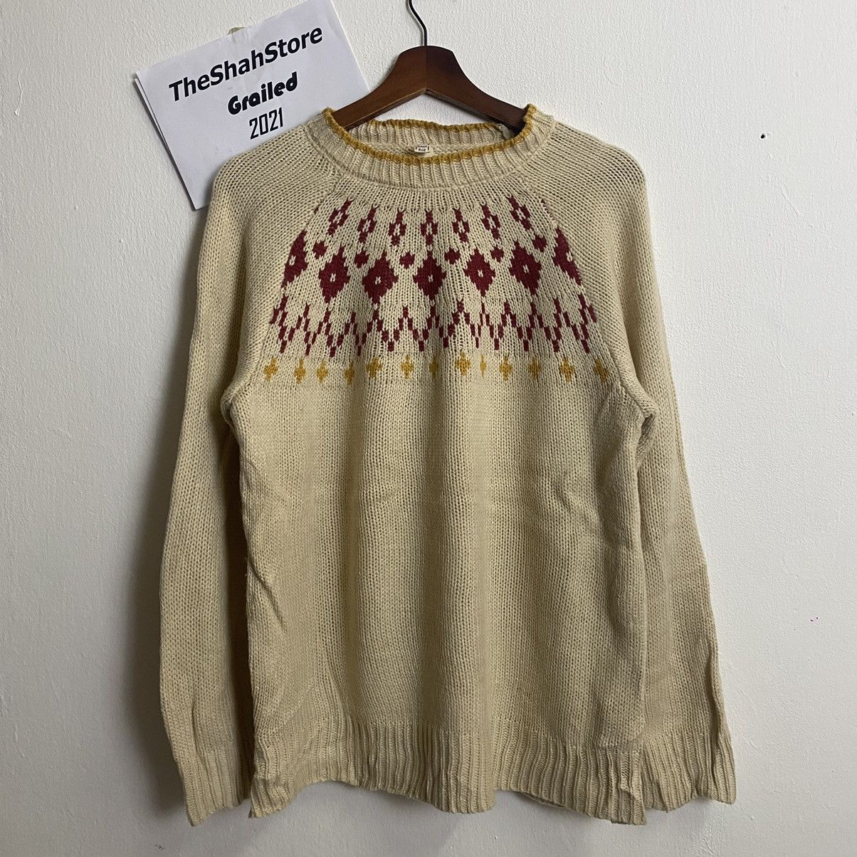Aran Isles Knitwear × Japanese Brand Vintage Flash Blue Drawstring Honeycomb Knitwear Jumper Size US L / EU 52-54 / 3 - 1 Thumbnail