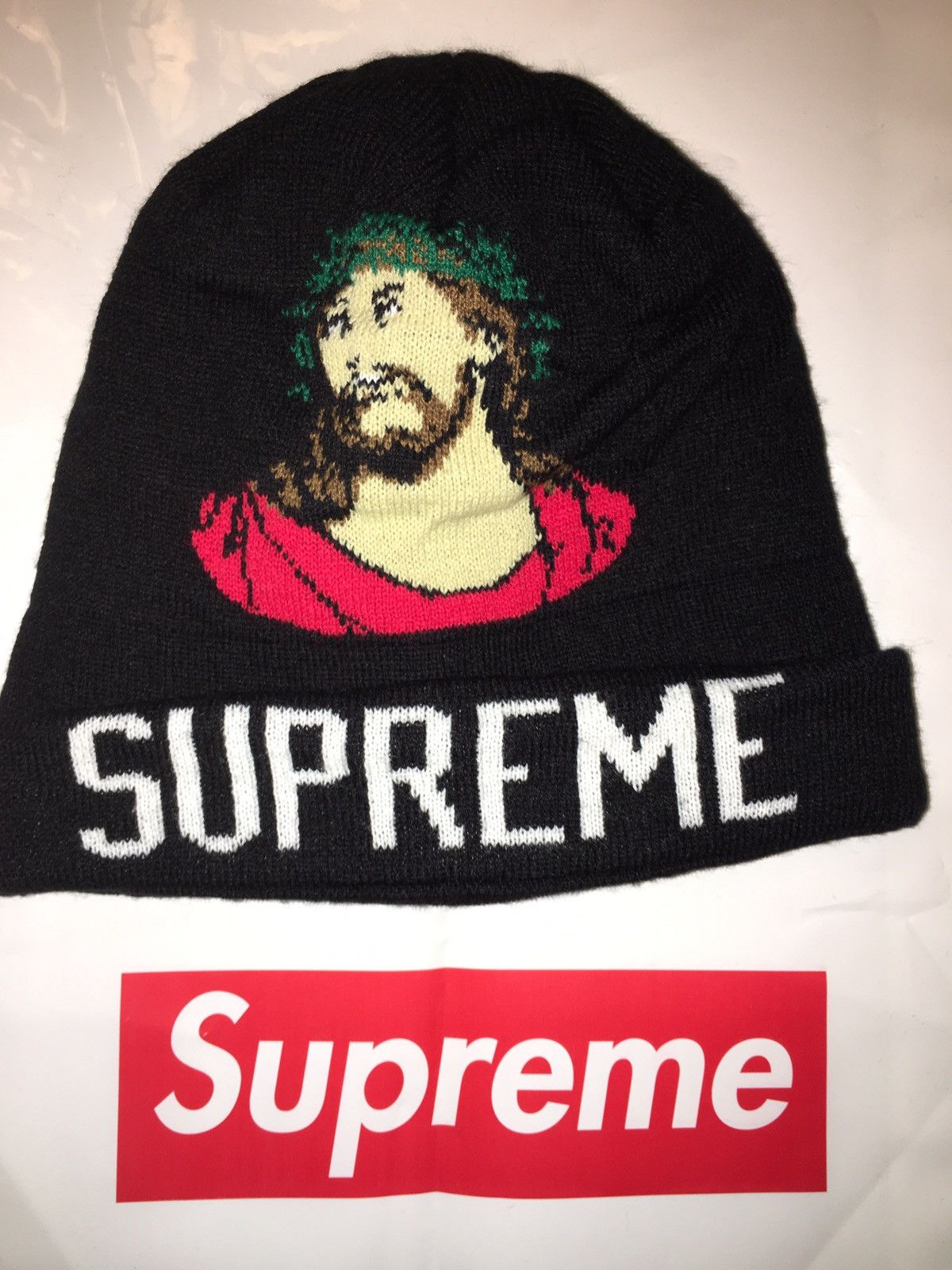 Supreme best sale jesus beanie