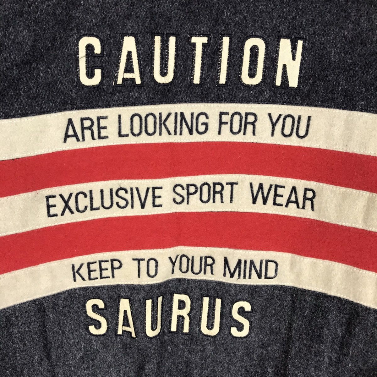 Vintage Vintage 90s Saurus Spell Out Embroidery Varsity Jacket Size US L / EU 52-54 / 3 - 3 Thumbnail