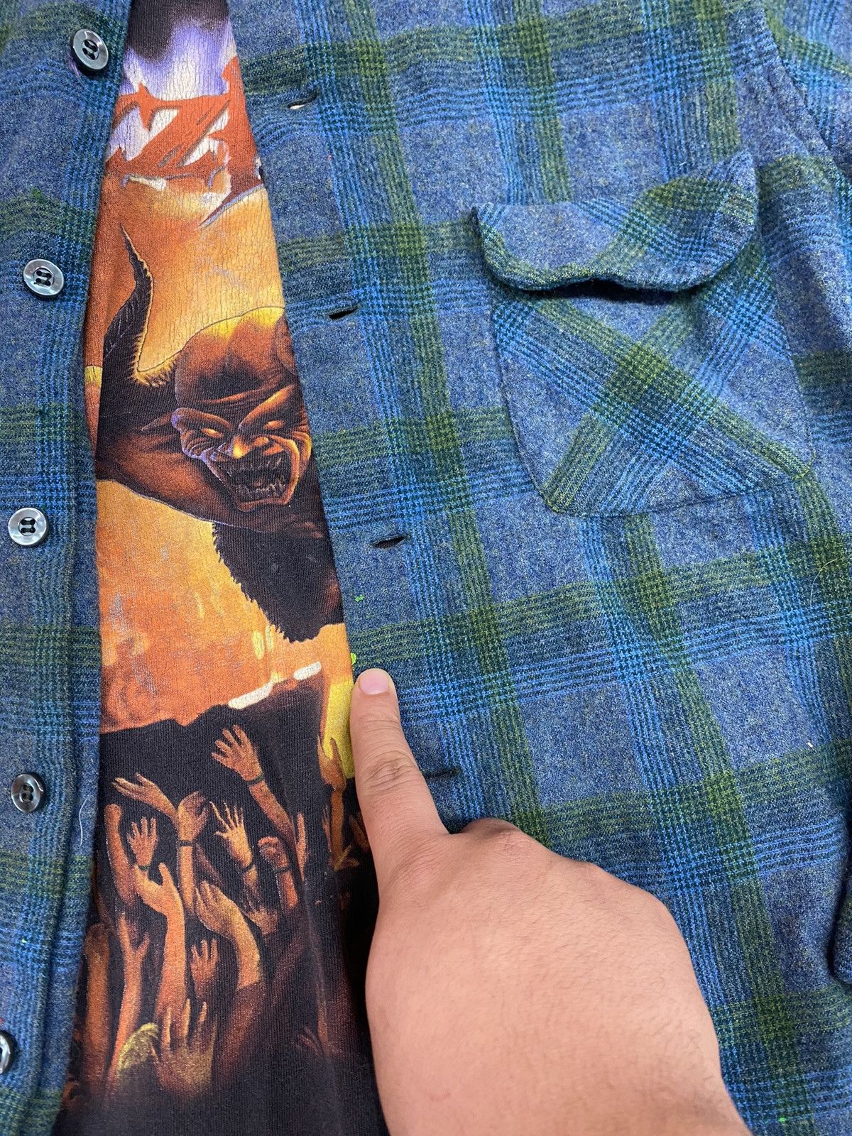 Flannel × Pendleton × Vintage Vintage Travis Scott Style Pendleton Green Flannel Size US S / EU 44-46 / 1 - 7 Thumbnail