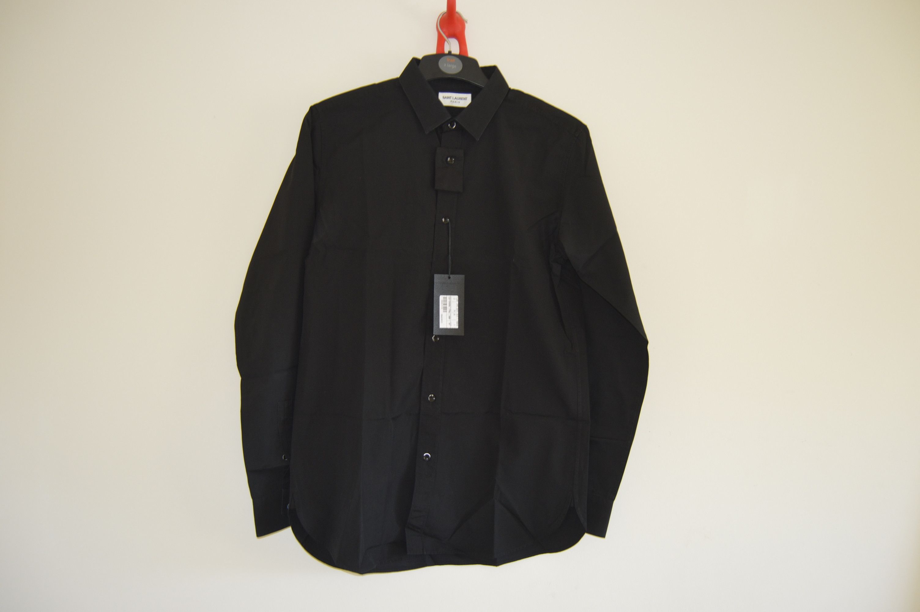 image of Saint Laurent Paris Ss15 Black Cotton Shirt, Men's (Size Large)