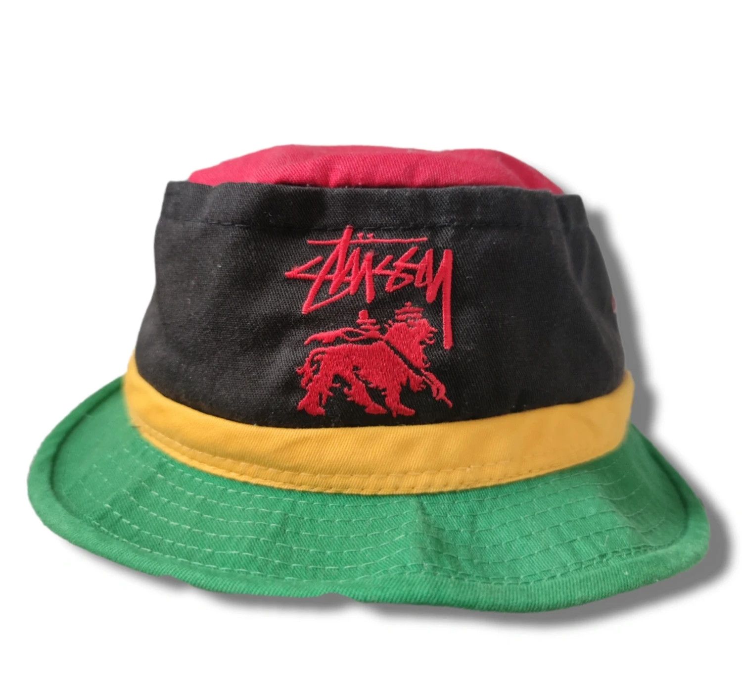 Stussy Rare Vintage Stussy Rasta Lion Bucket/Porkpie Hat