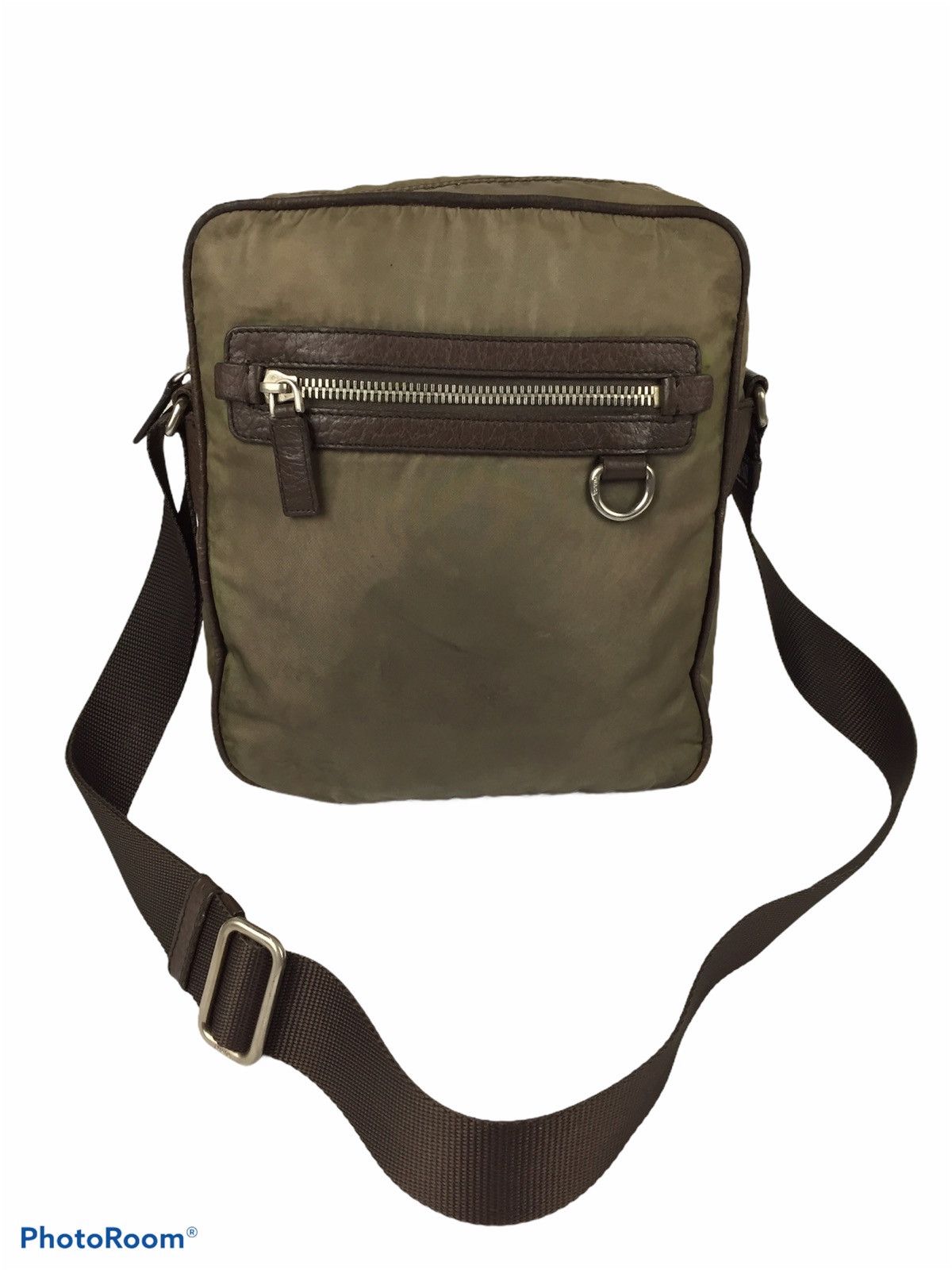 Authentic Prada Green Tessuto Nylon Sling Bag, Men's