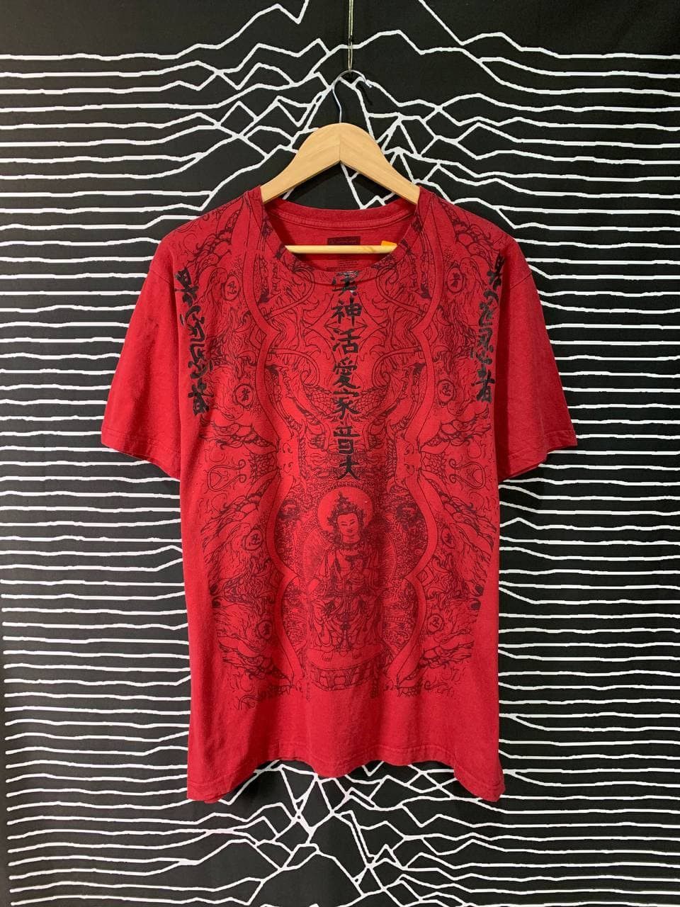 image of I N C x Vintage VTG Inc Chinese Graphic Allover Print Tee in Red, Men's (Size Large)