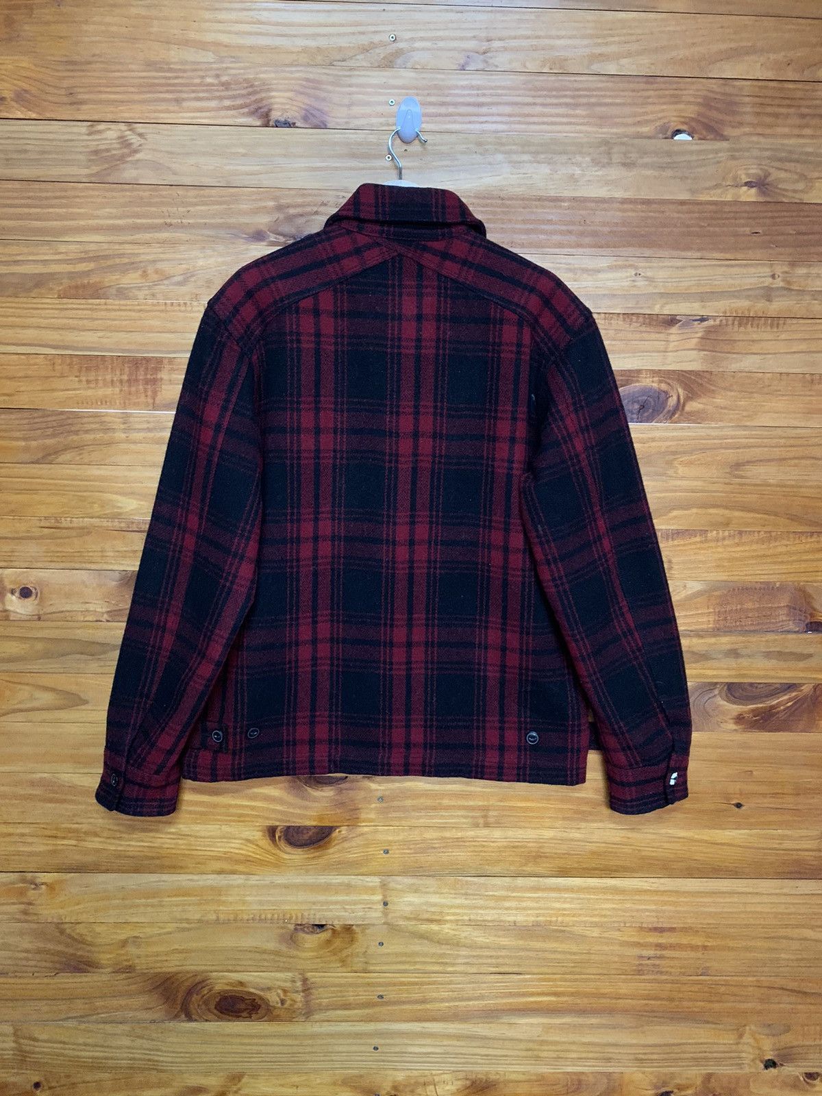 Japanese Brand Back Number Checkered Wool Zipper Jacket Size US L / EU 52-54 / 3 - 5 Thumbnail