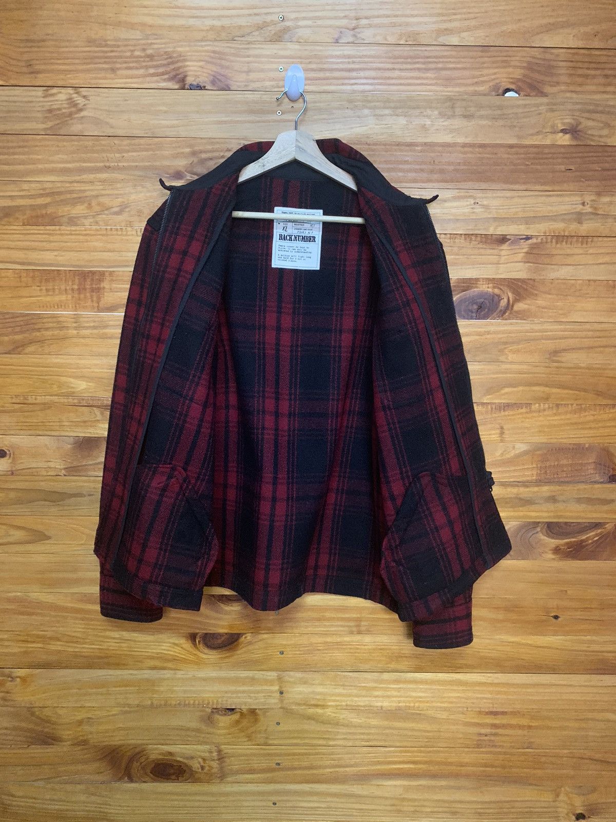 Japanese Brand Back Number Checkered Wool Zipper Jacket Size US L / EU 52-54 / 3 - 6 Thumbnail