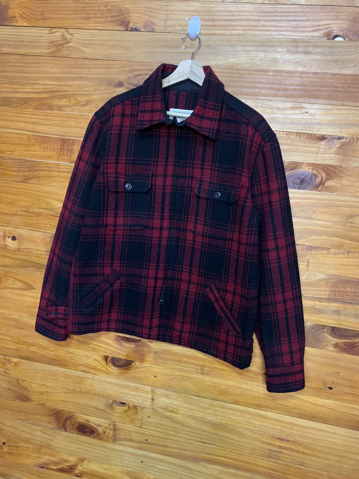 Japanese Brand Back Number Checkered Wool Zipper Jacket Size US L / EU 52-54 / 3 - 3 Thumbnail