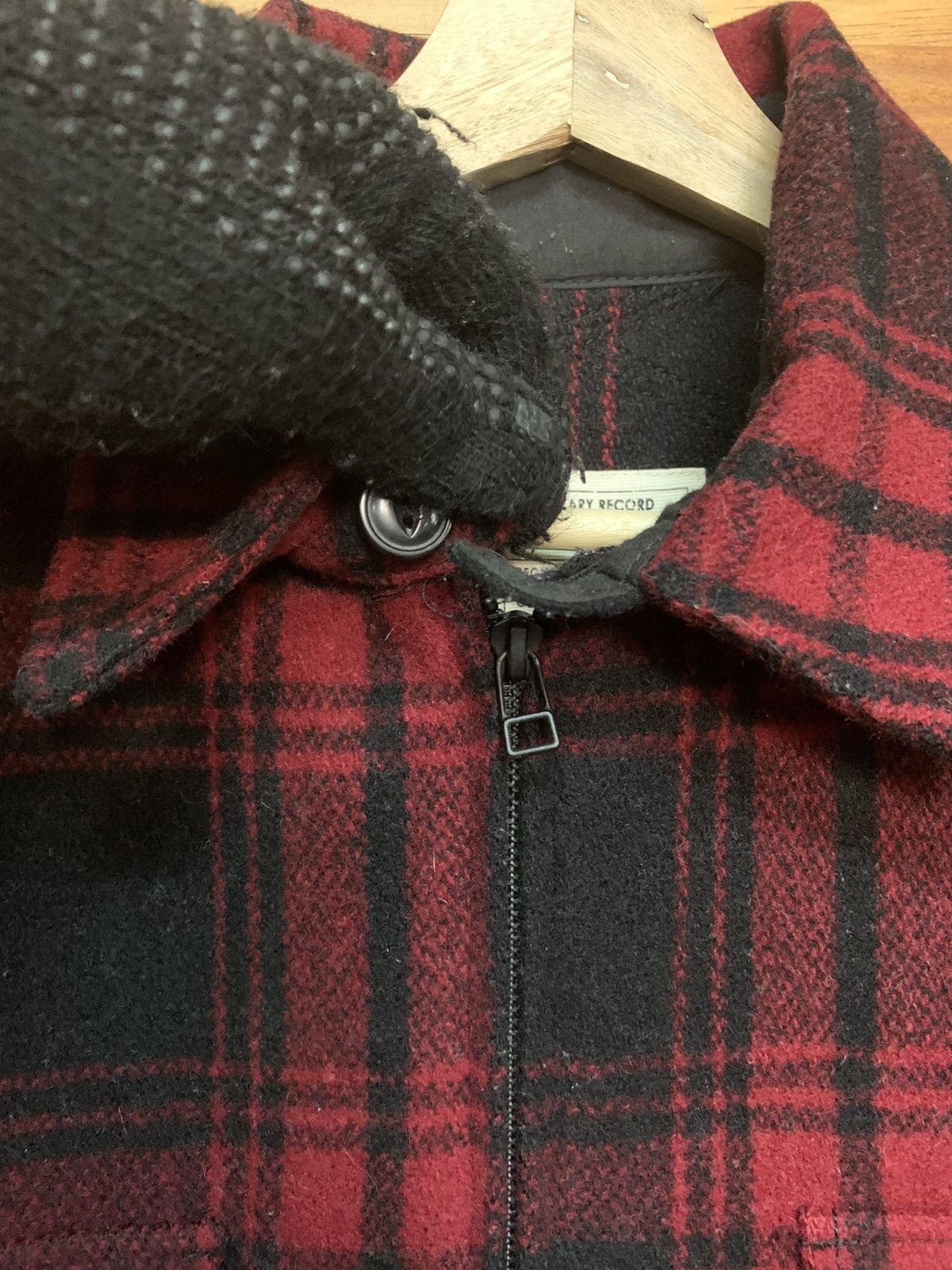 Japanese Brand Back Number Checkered Wool Zipper Jacket Size US L / EU 52-54 / 3 - 4 Thumbnail