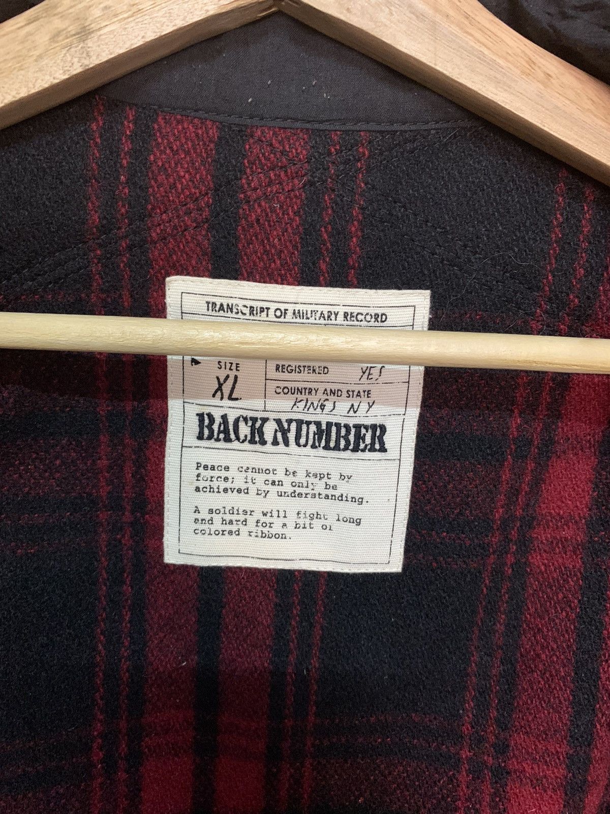 Japanese Brand Back Number Checkered Wool Zipper Jacket Size US L / EU 52-54 / 3 - 7 Thumbnail