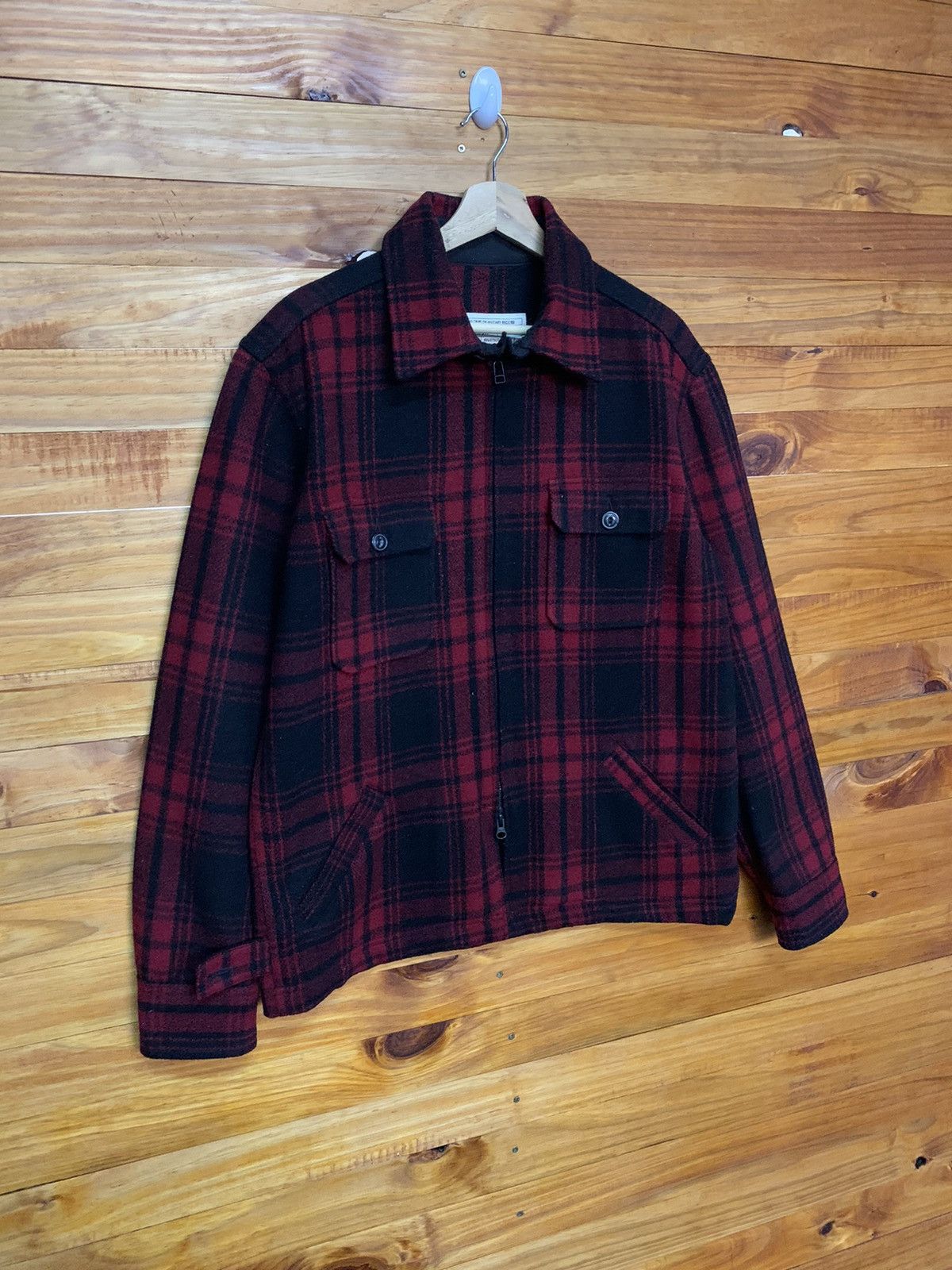 Japanese Brand Back Number Checkered Wool Zipper Jacket Size US L / EU 52-54 / 3 - 2 Thumbnail