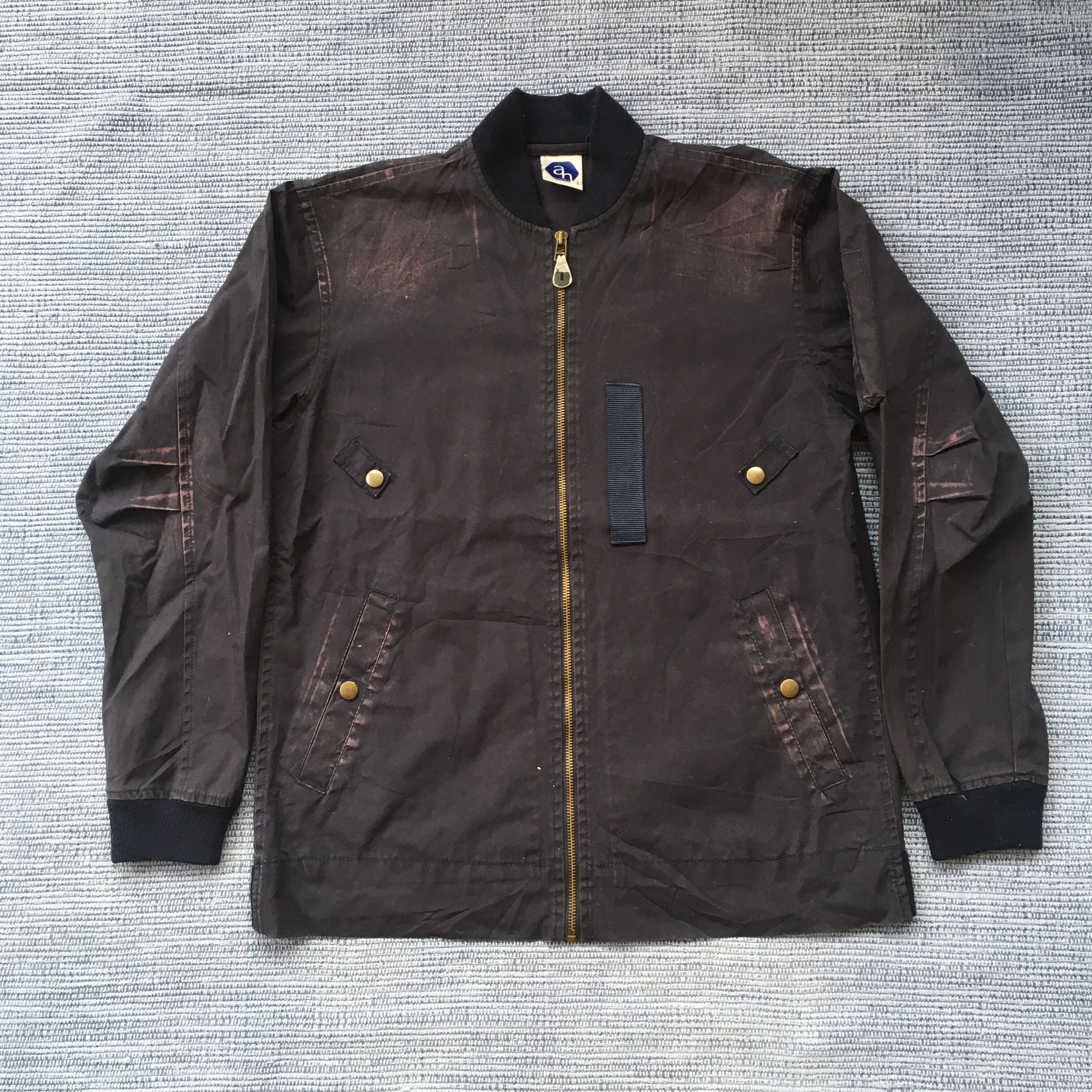 image of Abahouse Cotton Bomber Jacket With Faded Effect in Mid Indigo, Men's (Size Medium)