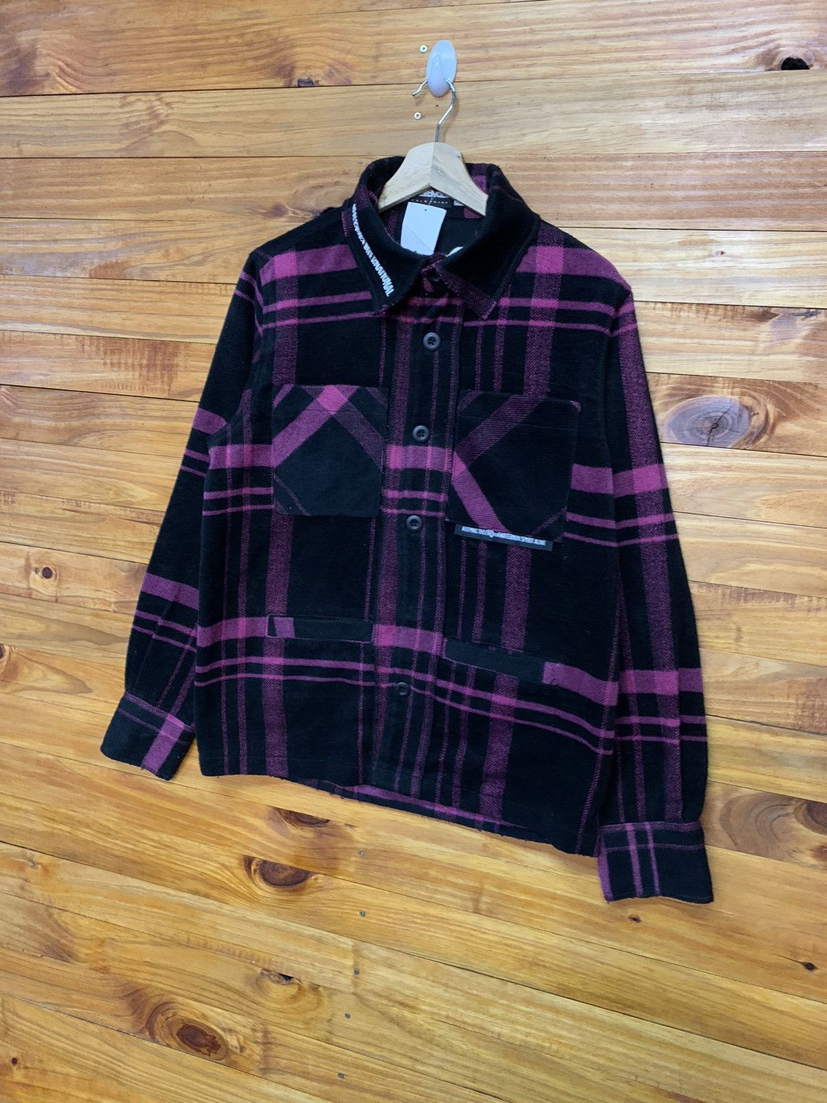 Japanese Brand RealB Voice Surf Style Purple Checkered Wool Jacket Size US M / EU 48-50 / 2 - 3 Thumbnail