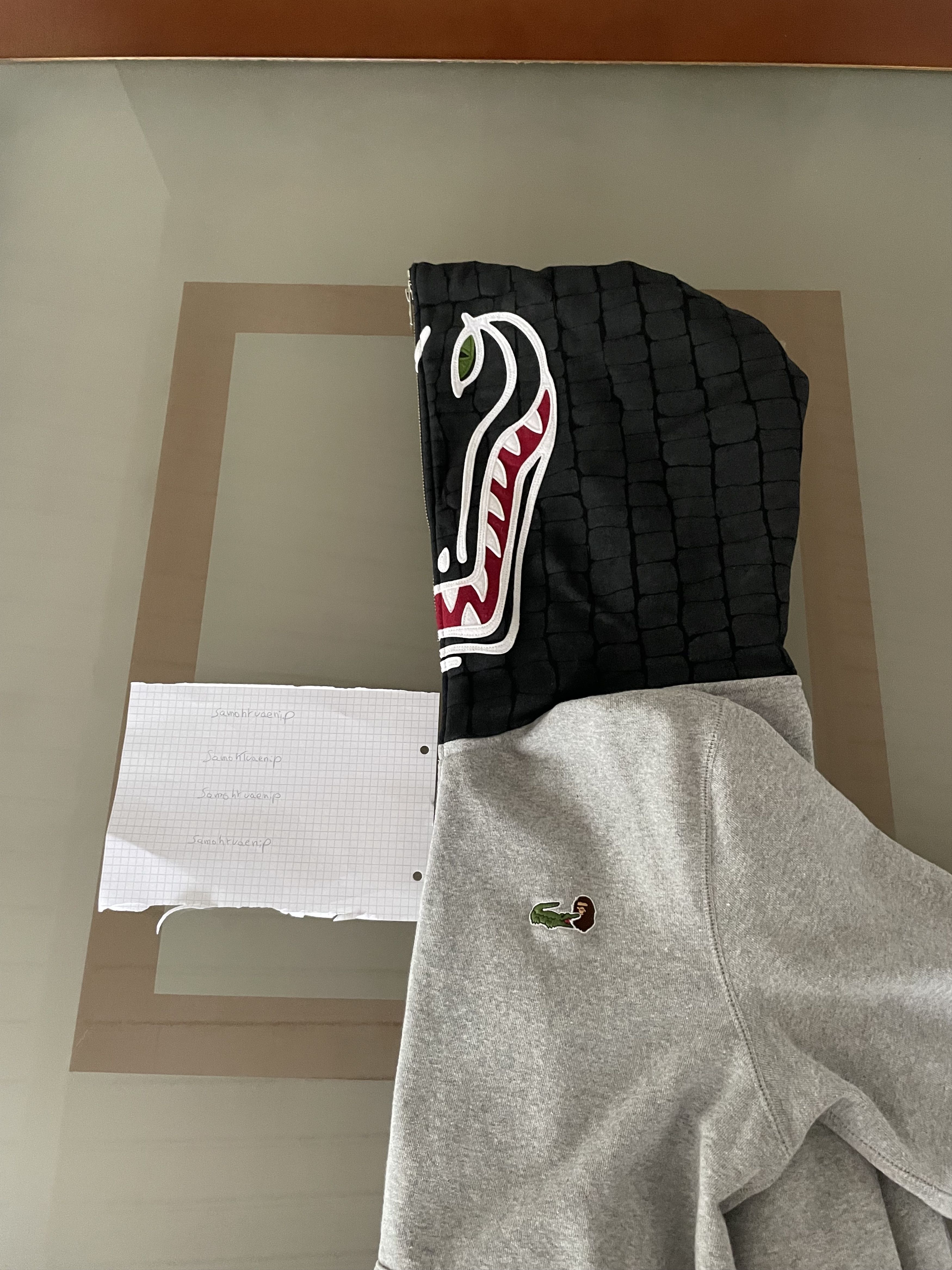 Bape Lacoste BAPE LACOSTE L VE CROCODILE FULL ZIP HOODIE Gray 3 Grailed