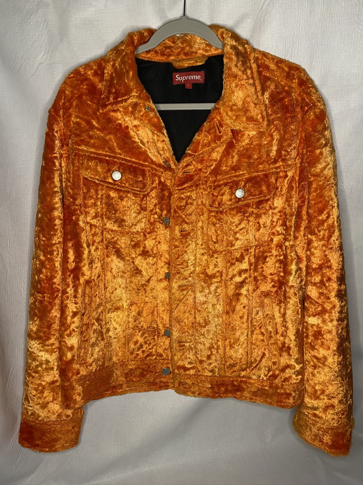 Supreme Supreme Fuzzy Pile Trucker Jacket Orange SW 19' | Grailed