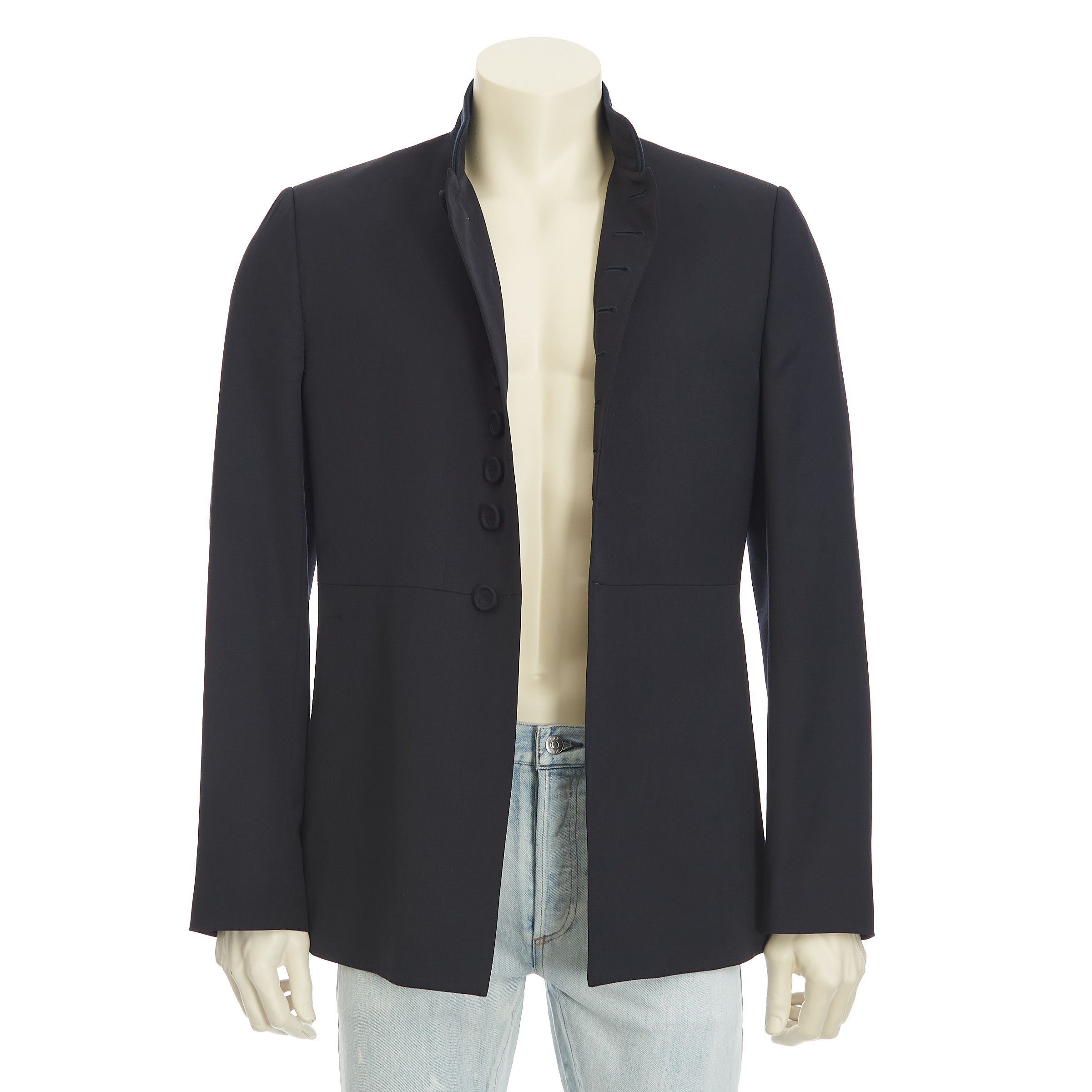 Dior Navy Blue Wool Officer Collar Jacket Size 38R - 5 Thumbnail