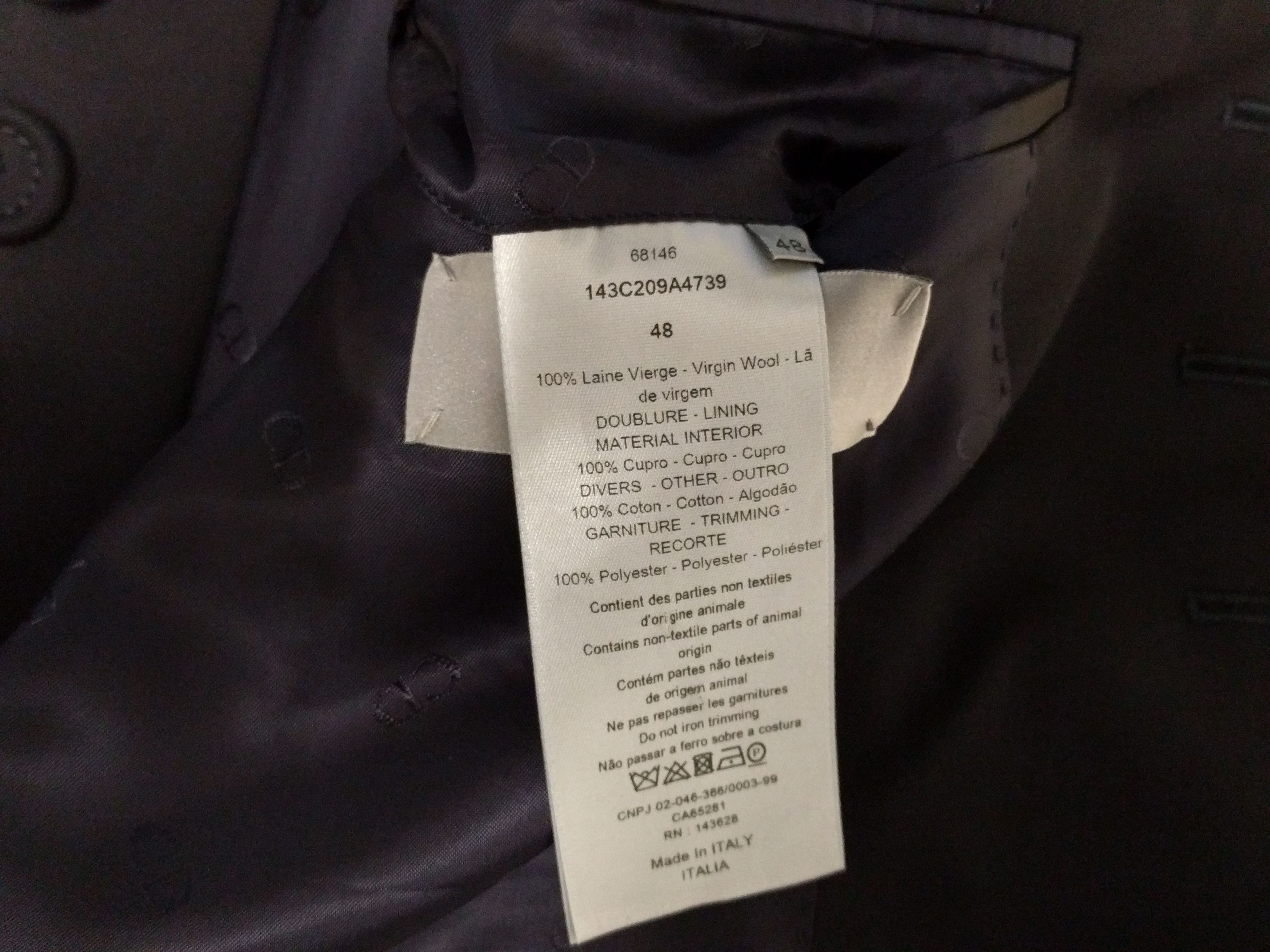 Dior Navy Blue Wool Officer Collar Jacket Size 38R - 6 Thumbnail