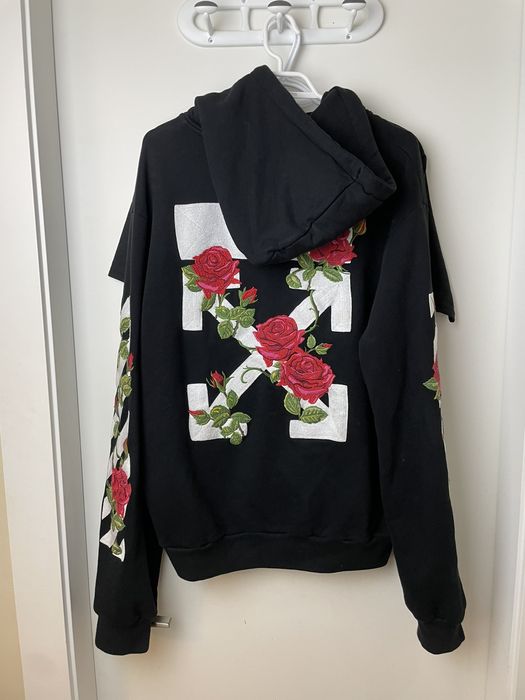 Off white rose zip cheap up hoodie