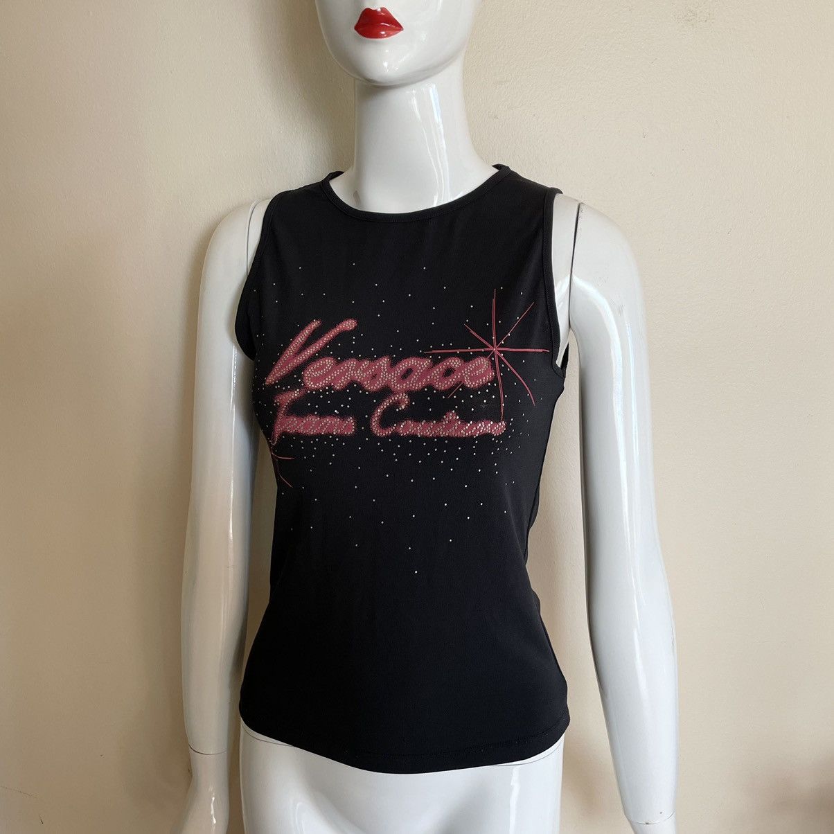 Versace LAST DROP! Versace black rhinestone graphic vintage tank top Size US S / EU 44-46 / 1 - 2 Thumbnail