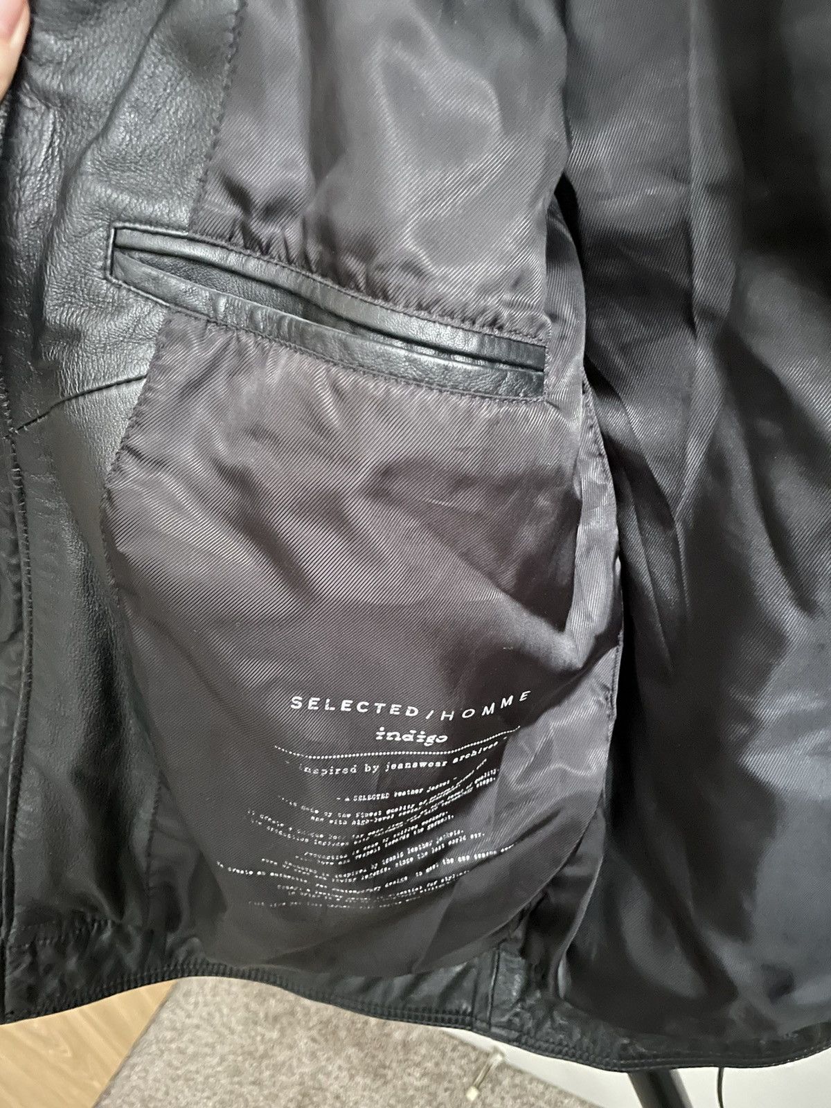 Selected homme indigo leather jacket hotsell