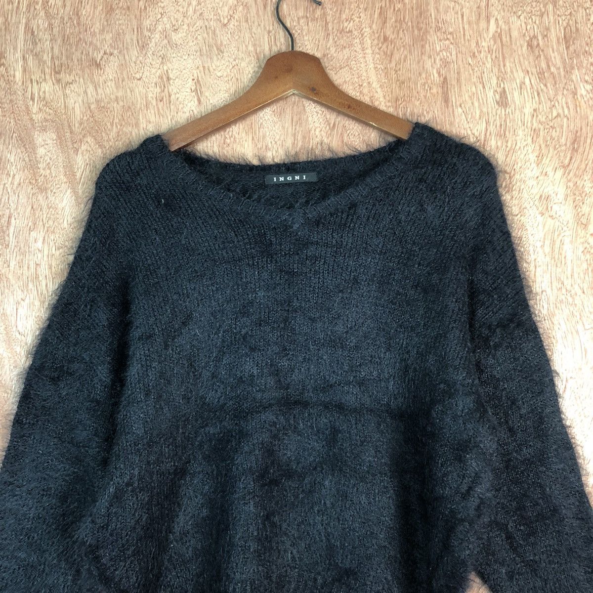 Homespun Knitwear DLL INGNI BLACK MOHAIR KNITWEAR SHAG SHAGGY #c432 Size M / US 6-8 / IT 42-44 - 2 Thumbnail