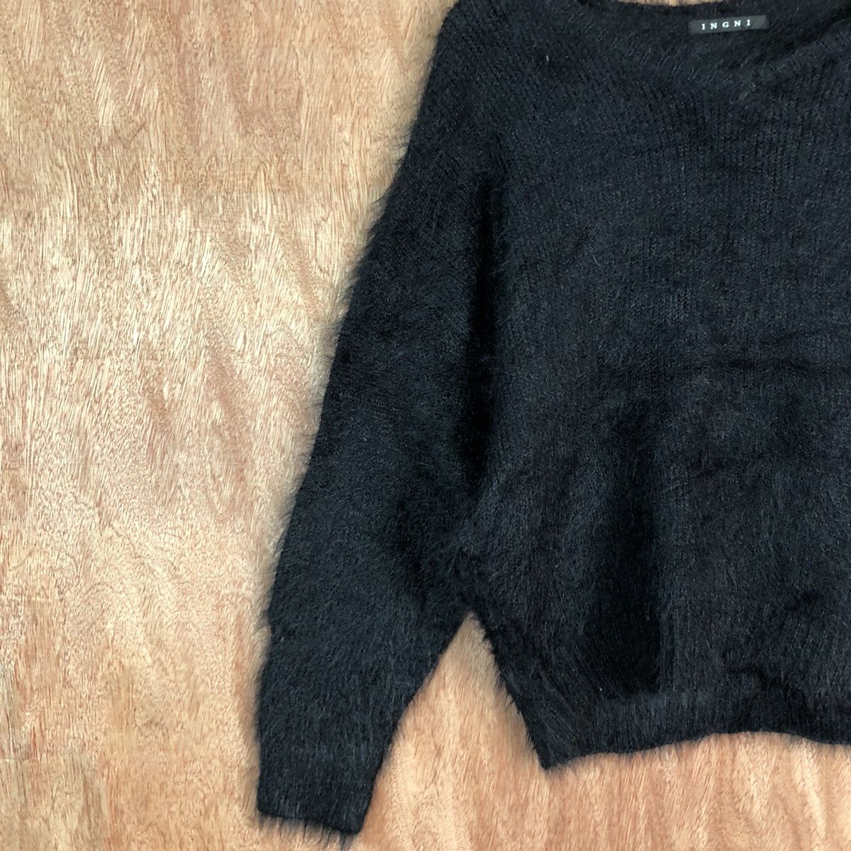 Homespun Knitwear DLL INGNI BLACK MOHAIR KNITWEAR SHAG SHAGGY #c432 Size M / US 6-8 / IT 42-44 - 7 Thumbnail